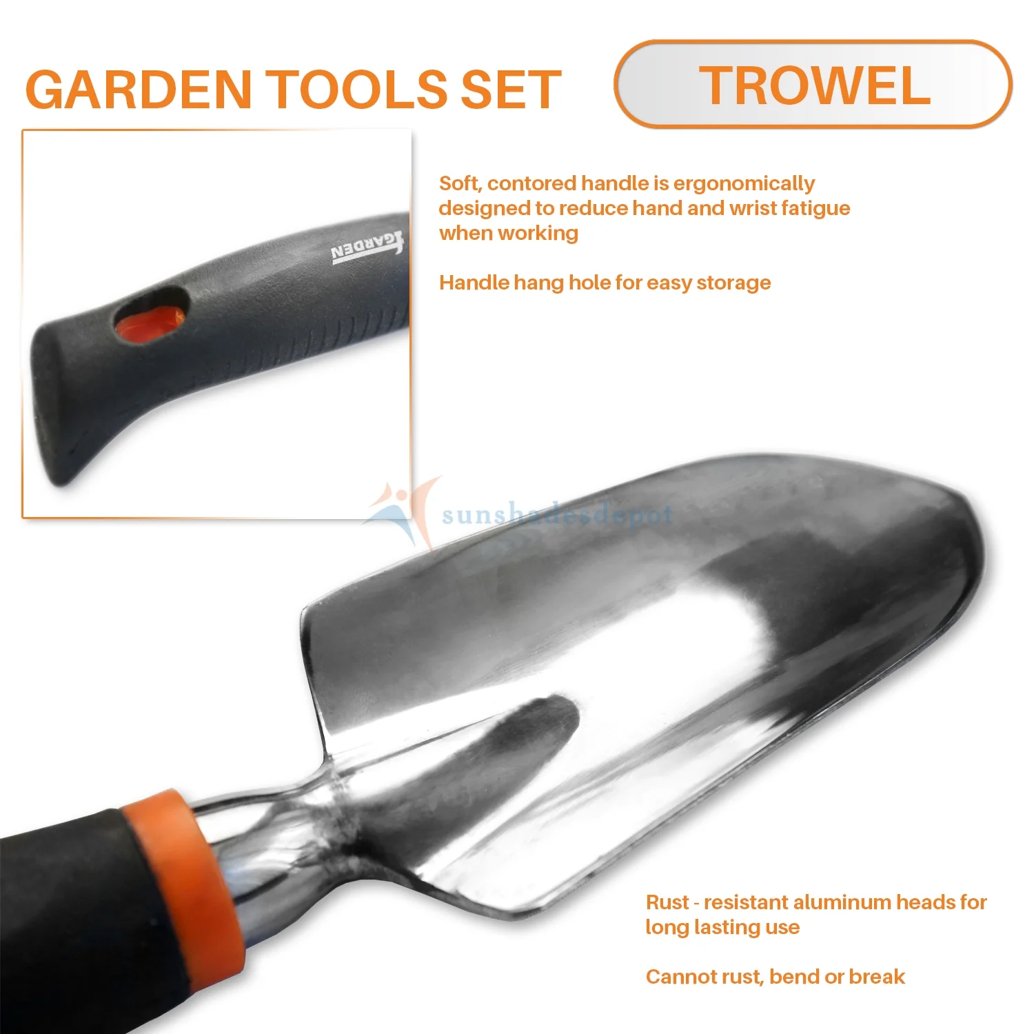 Sunshades Depot iGarden 4 Pieces Combo Gardening Lawn Plant Tools Set with 1 x Trowel , 1 x Cultivator 1 x Transplanter and 1 x Weeder .Tree & Shrub Care Kit Hand Tool Kit.