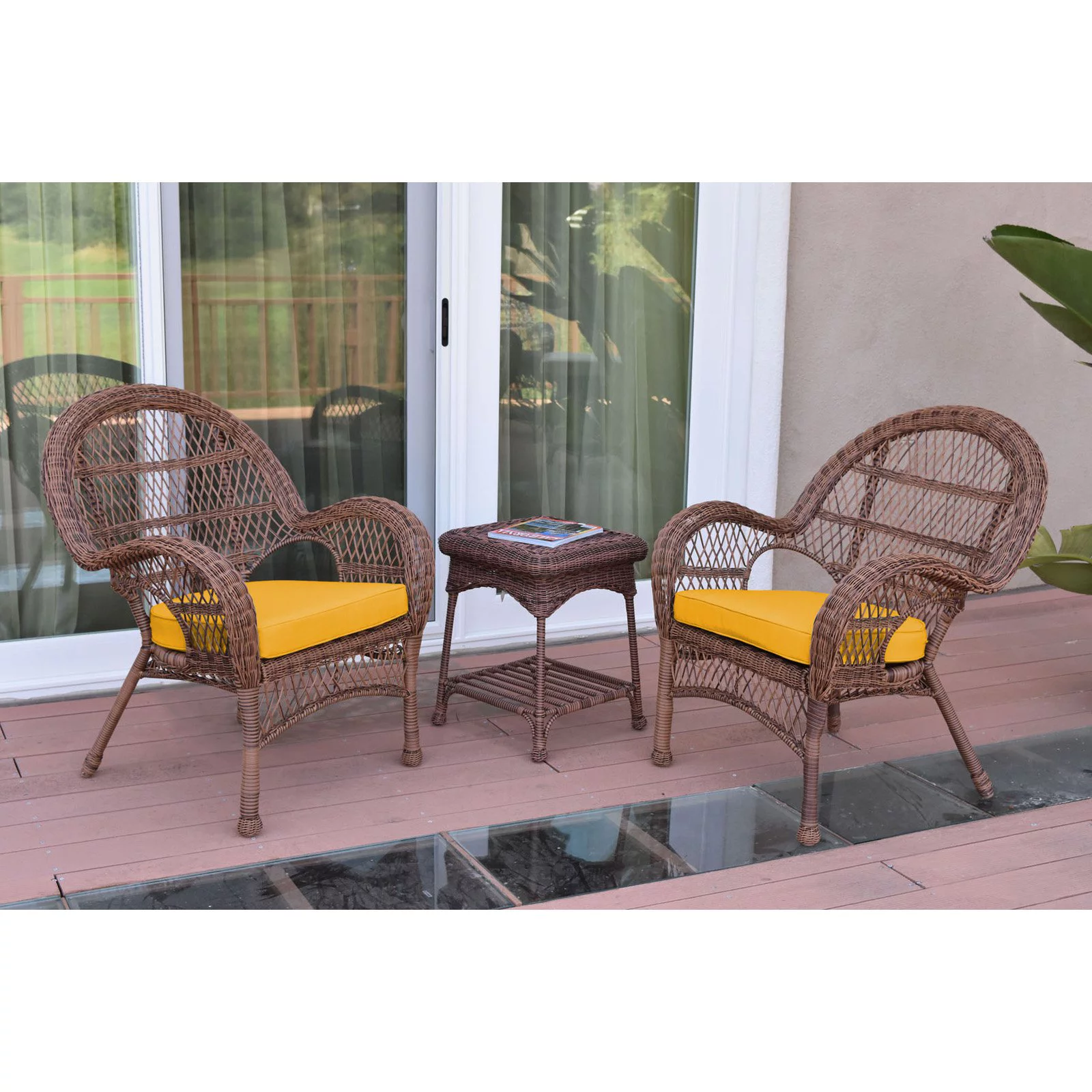 Jeco 3 Piece Santa Maria Wicker Chair Set
