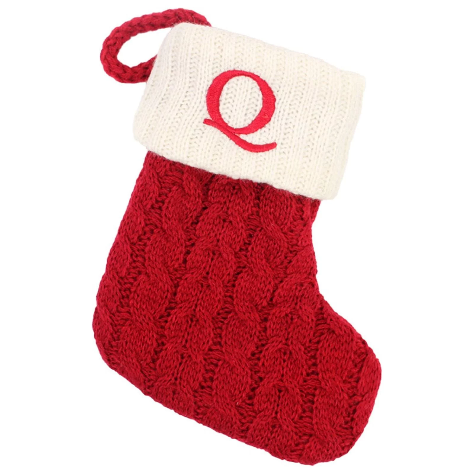AaSFJEG Outdoor Decor Sto ckings with Initials Large Embroidered Letter Knit Red Sto cking for Family Holiday Decorations and Xmas Tree Fireplace