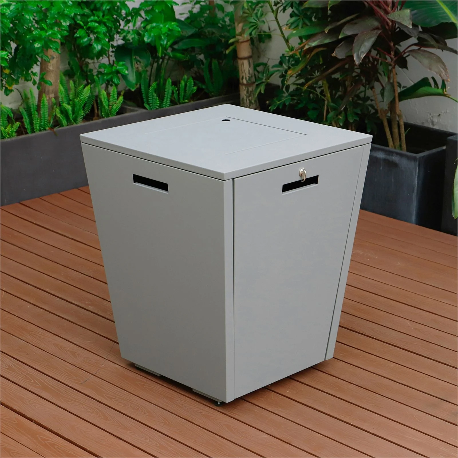 Afuera Living Modern Aluminium Gas Fire Pit Table 55000 BTU With Lid in Gray