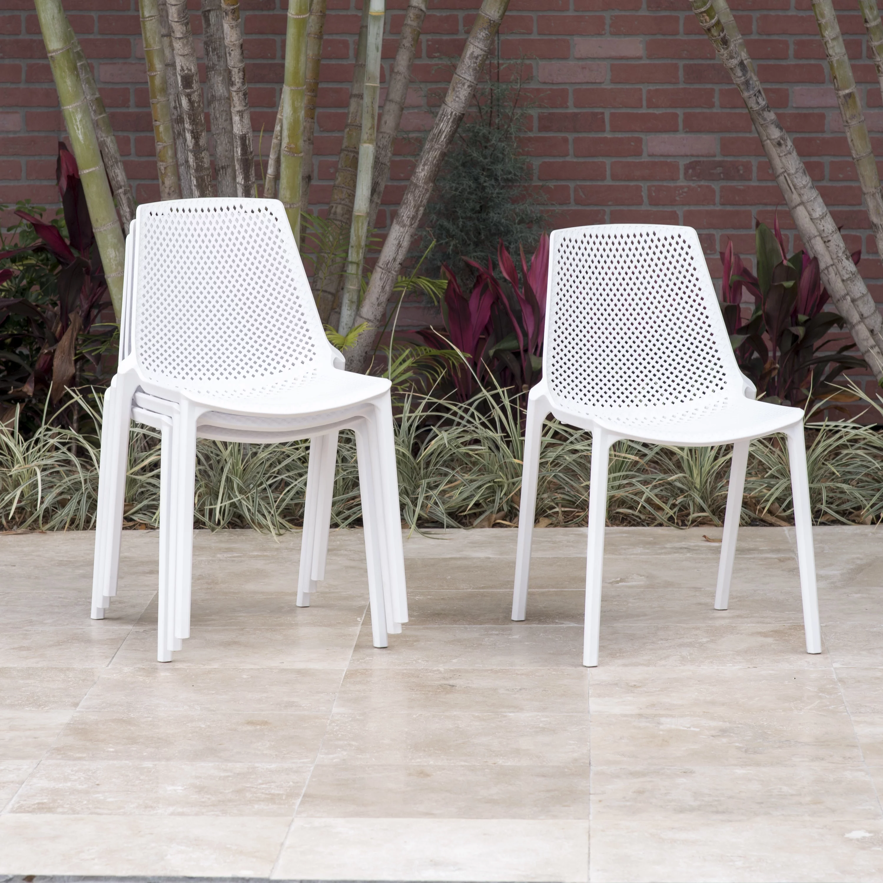 Amazonia Saralegui Wood 5 Pieces Octogonal Patio Dining Set, White Chairs, Seating Capacity: 4