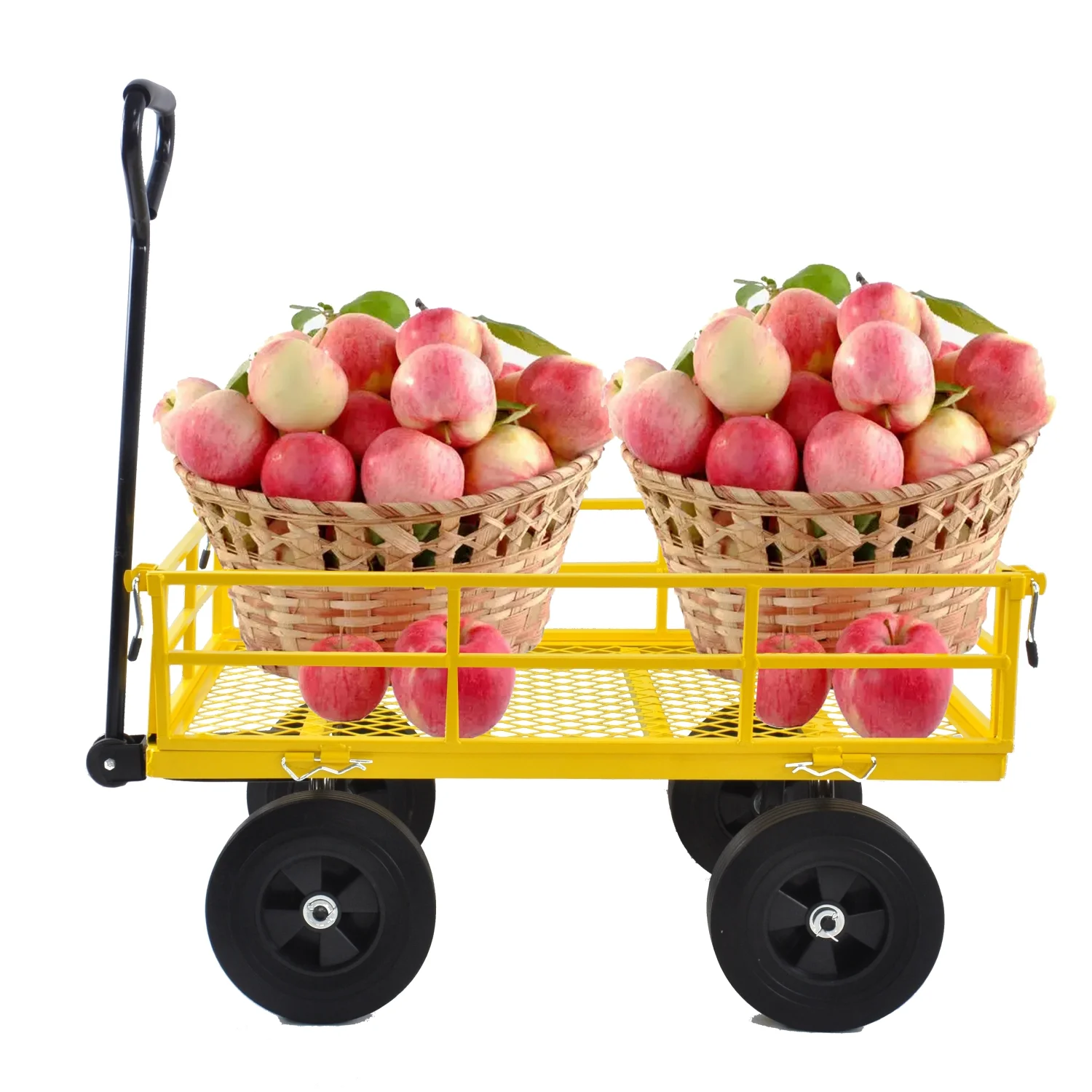 YLtoohoom (Black +Yellow solid wheels wagon cart)Solid wheels Tools cart Wagon Cart Garden cart trucks make it easier to transport firewood