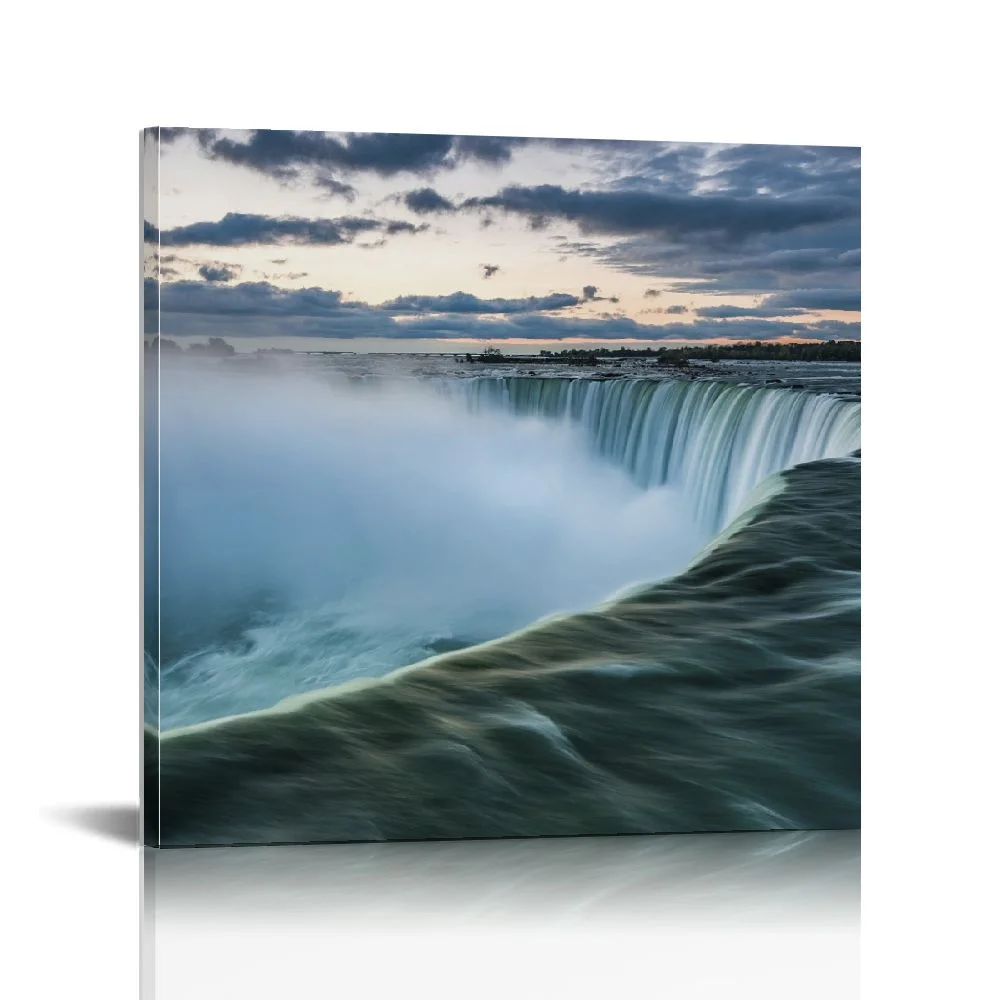 FLORID Wall Art Printed Square Decorative Painting 16x16in Waterfall Landscape Artwork Canvas Print for Home Wall Decor 12x12 in