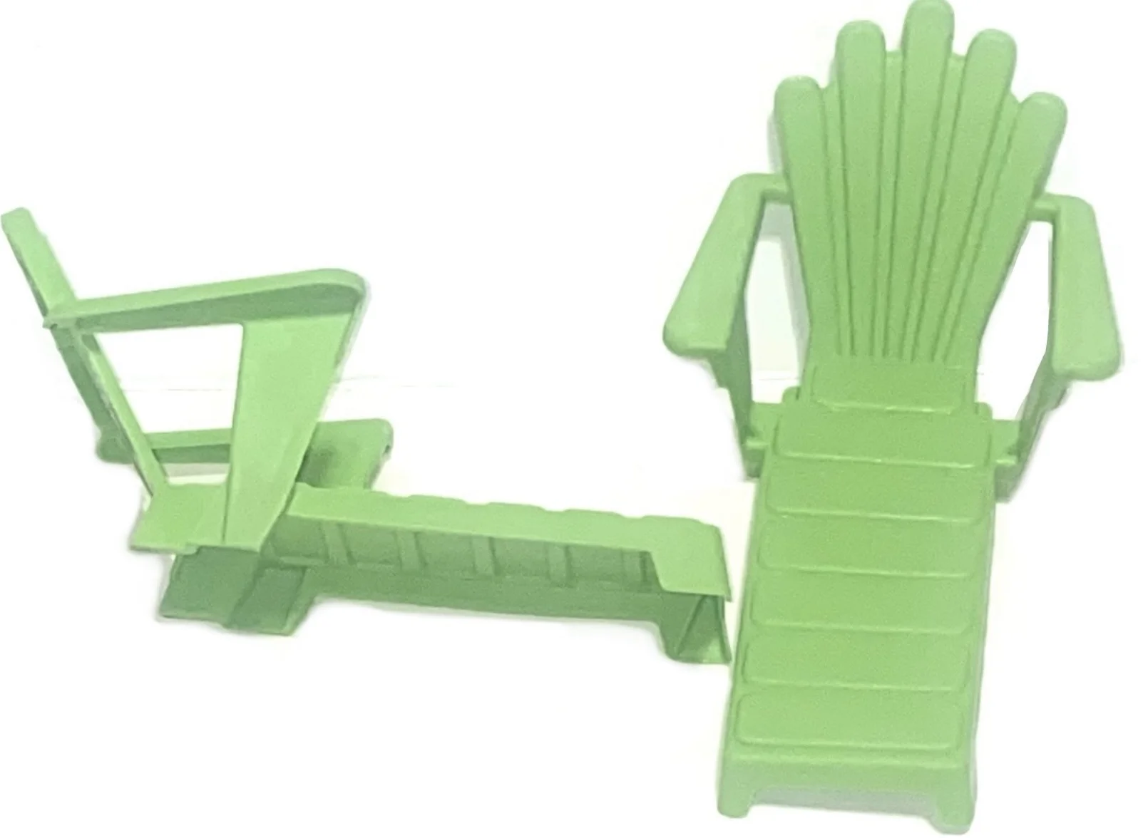 Children's Play Pretend Doll Mini Plastic Green Adirondack Lounge Furniture Chair Set