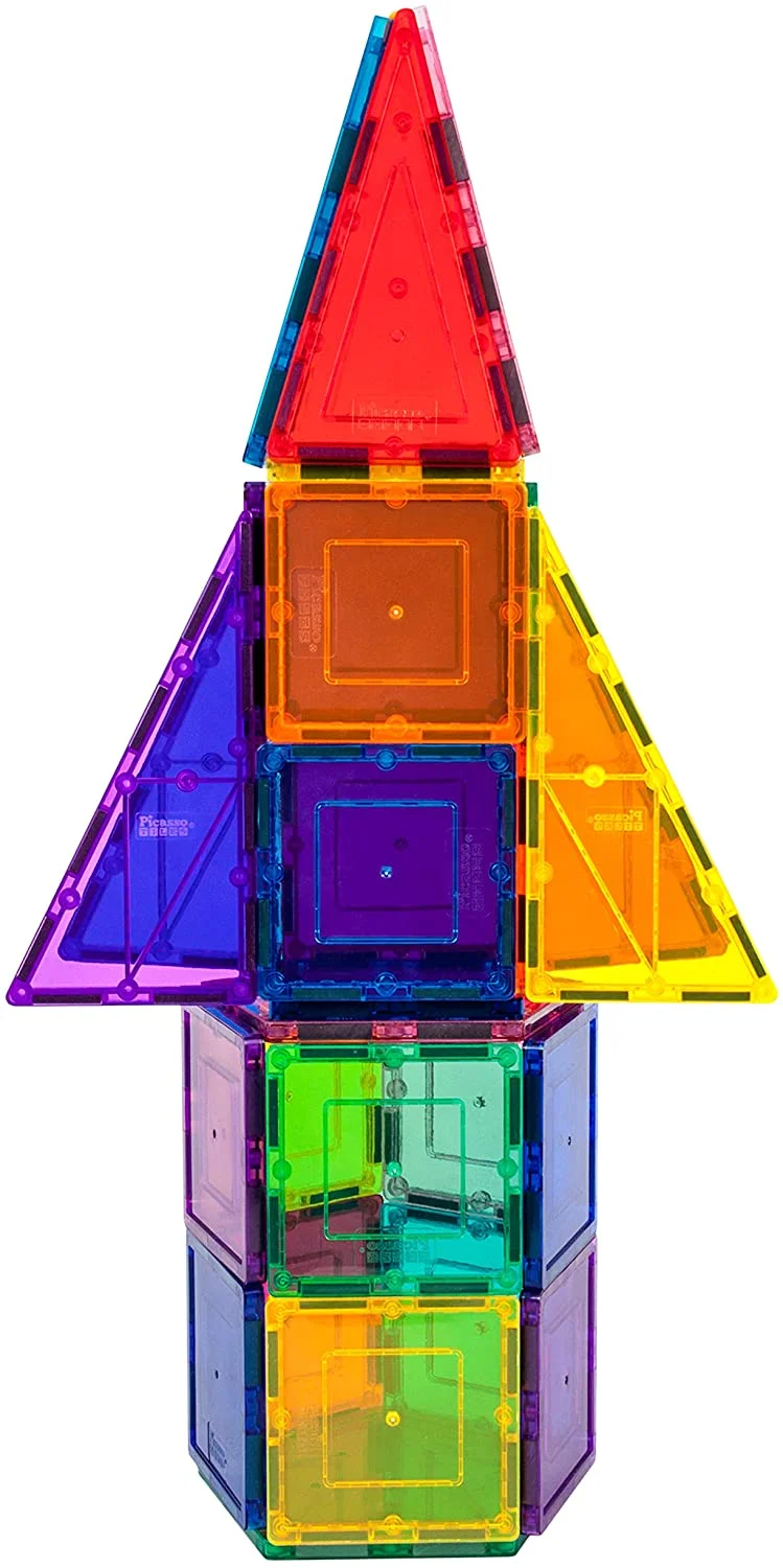 Terra 32 Piece Magnetic Building Block Rocket Booster Theme Set Magnet Construction Toy Educational Kit Engineering STEM Learning Playset Child Brain Development Stacking Blocks Playboard PT32