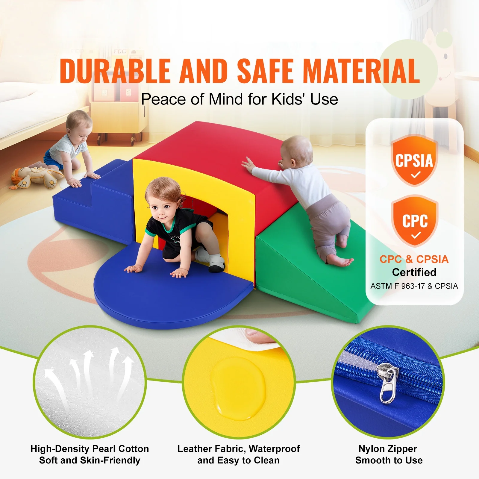 SKYSHALO Foam Climbing Blocks for Toddler, 5 Pcs Soft Climbing Set Indoor Kids Climbing Toys for Climbing, Crawling and Sliding