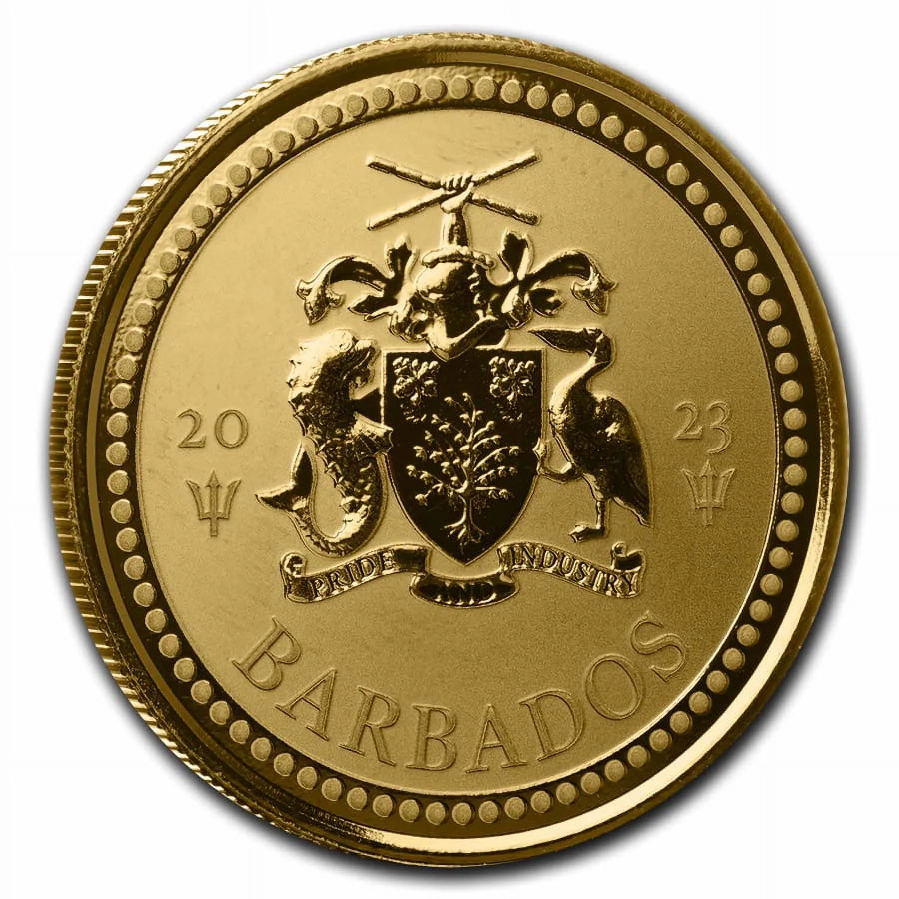 2023 Barbados 1 oz Gold Trident BU