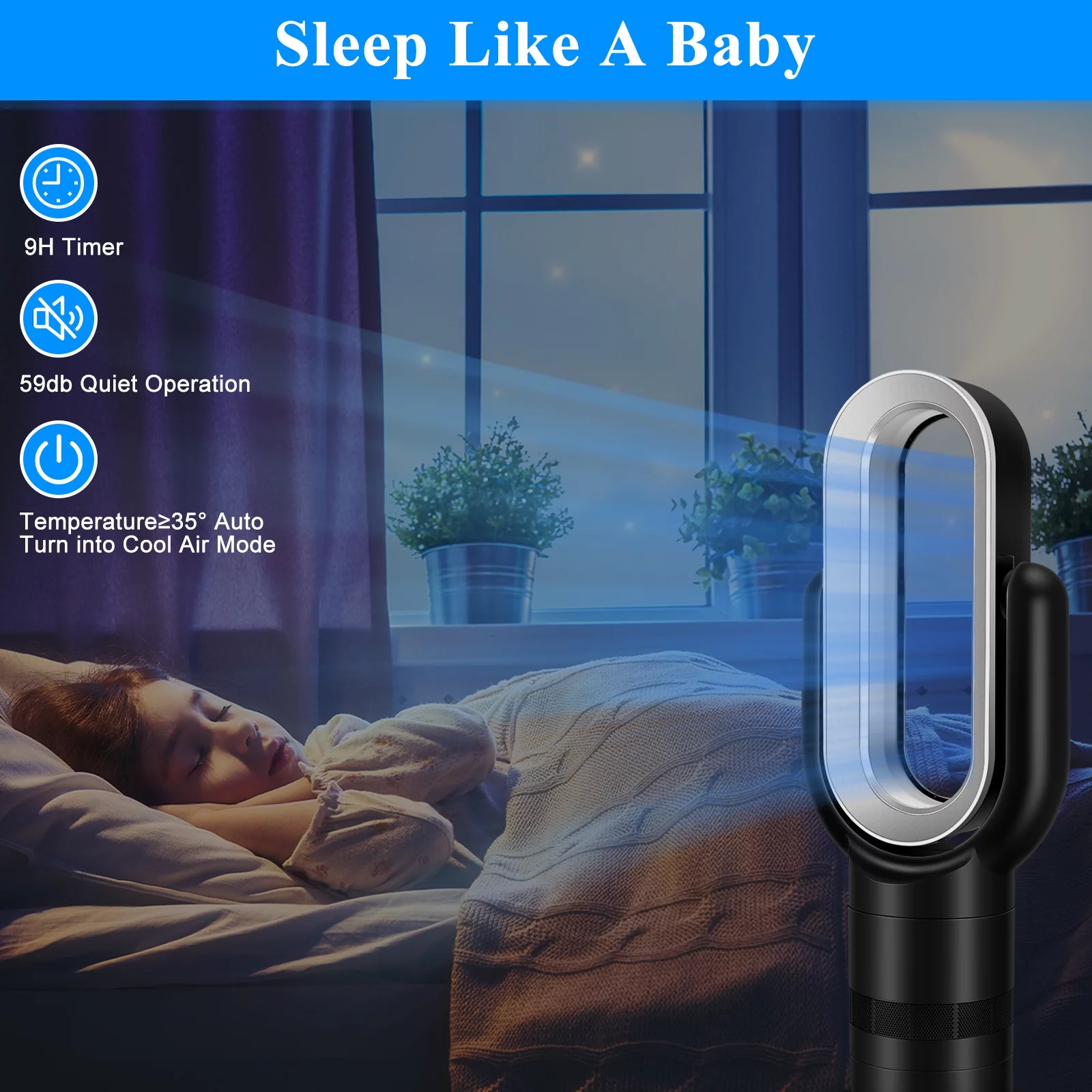 HealSmart Bladeless Tower Fan & Heater Combo - Experience Ultimate Comfort