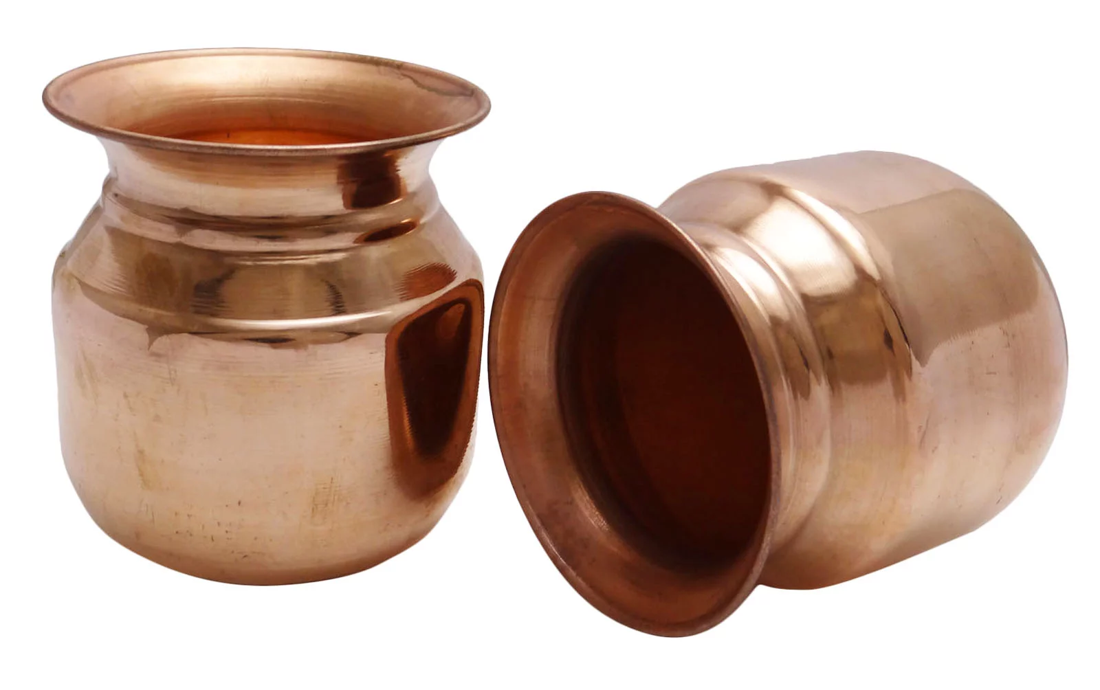Traditional 1 Pair Kalash Prayer Lota Pot Pure Copper Pooja Item Hindu Arti