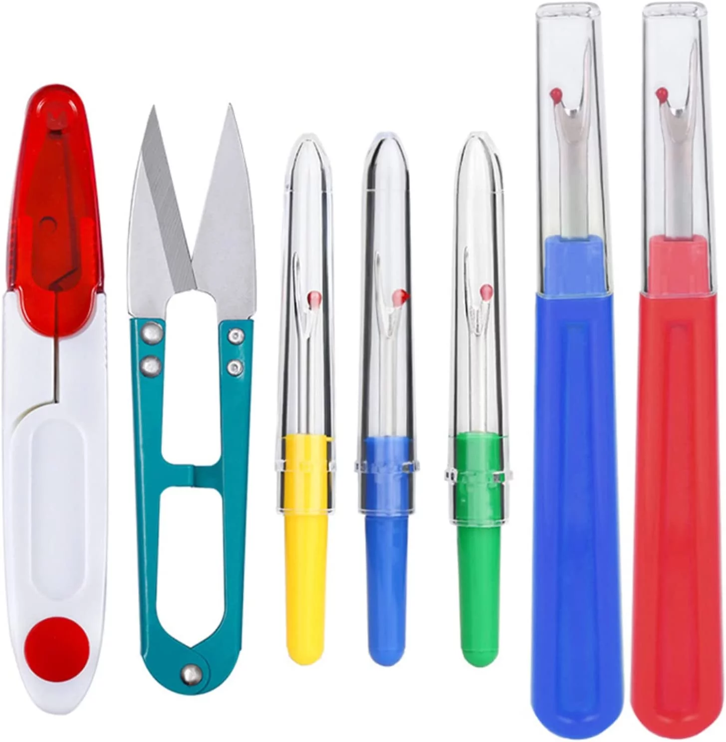 Sewing Seam Ripper Tool 7PCS, 2 Big and 3 Small Handy Stitch Ripper Sewing Tools with 2 Scissors for Sewing Crafting Thread Removin