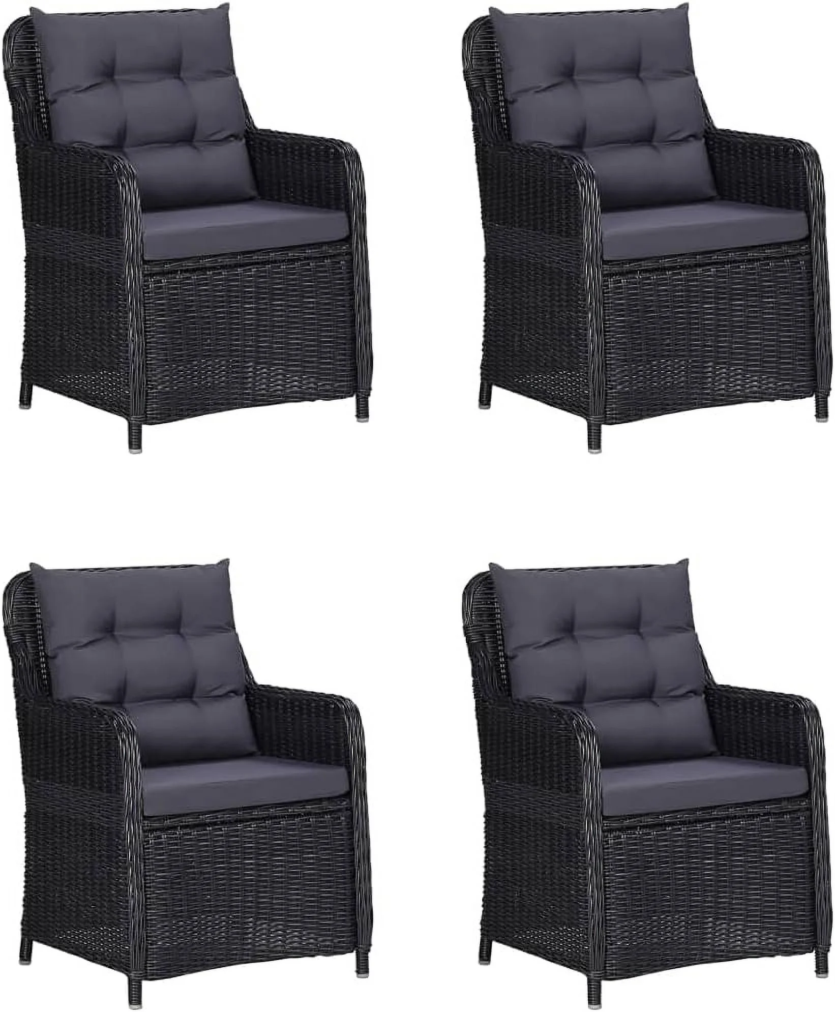 5-Piece Terrace Tableware  Garden Dining Set  Outdoor Furniture Set  PE Cane Chair  Removable Cushion Cover  Suitable for Terrace  Yard  Garden  Black  Solid Acacia  55.1 "x 27.6"