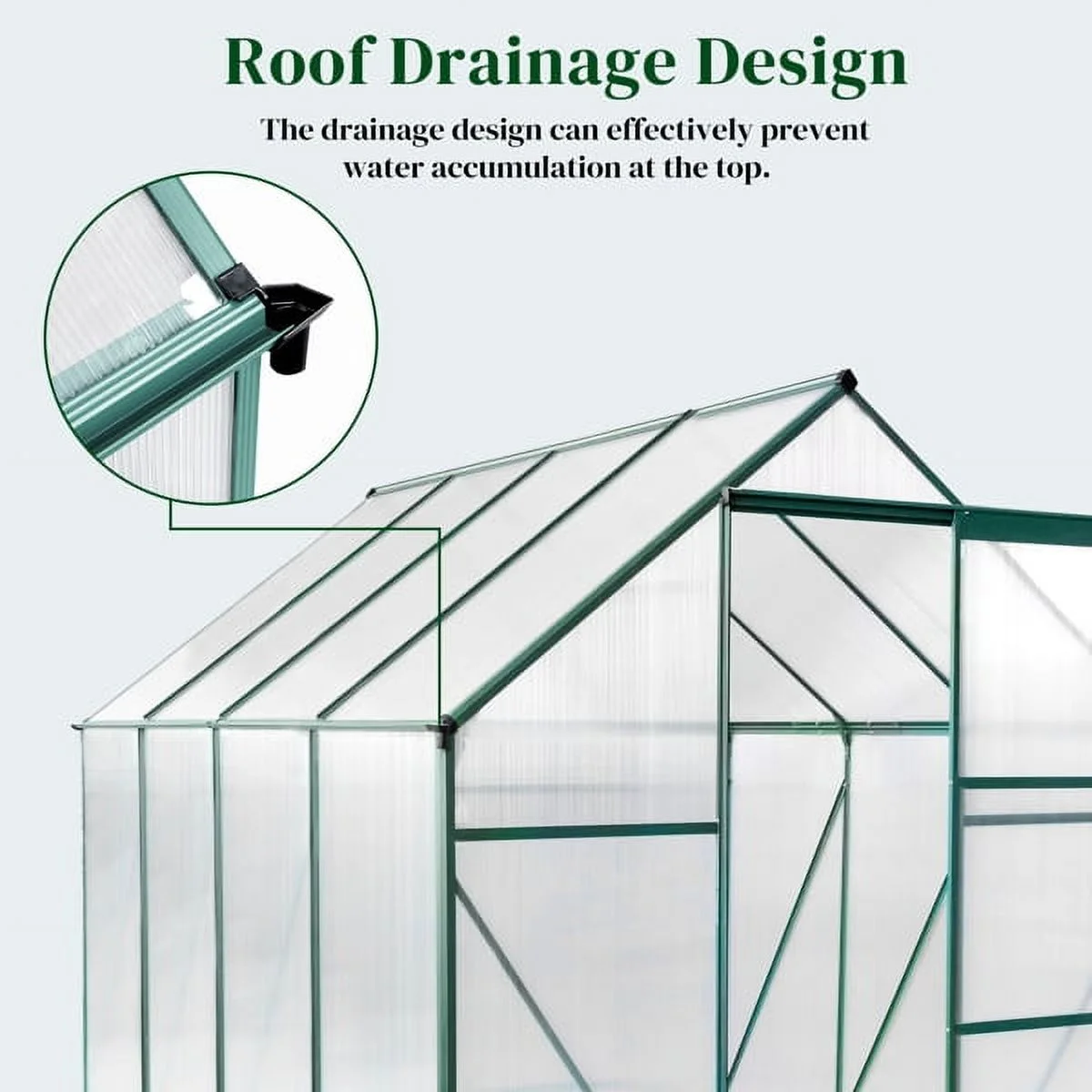 Fithood 6x8 Hybrid Polycarbonate Greenhouse Green