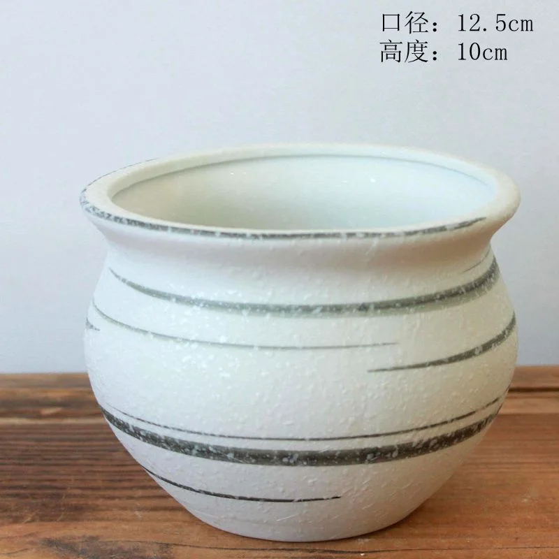 Ceramic Succulent Planter with Snowflake Glaze - Desktop Greenery Pot