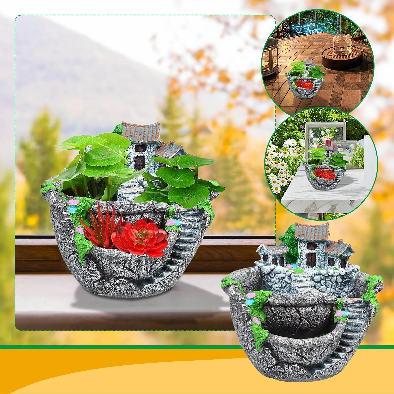 Creative Resin Pot for Succulent Flower Pot DIY Landscape Mini Garden