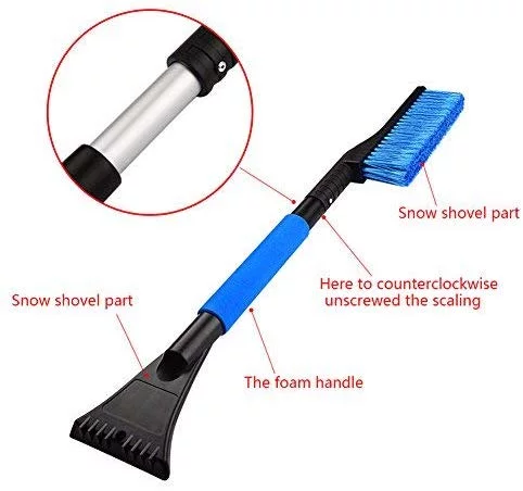 Autumn Extendable 26 Inch Car Brush and Ice Scraper Auto Snow Removal Car Truck SUV Windshield - Lightweight Sturdy Aluminium Design, Blue