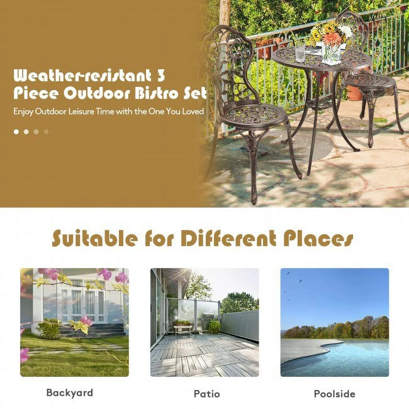 3-Piece Cast Aluminum Bistro Set - 3 pieces (1 table and 2 chairs) - 20.0 - Upgrade your outdoor space with style and durability!
