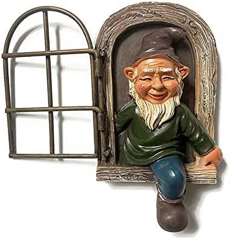 LS Elf Out The Door Tree Hugger Yard Art Outdoor Naughty Gnome Statue Garden Decor