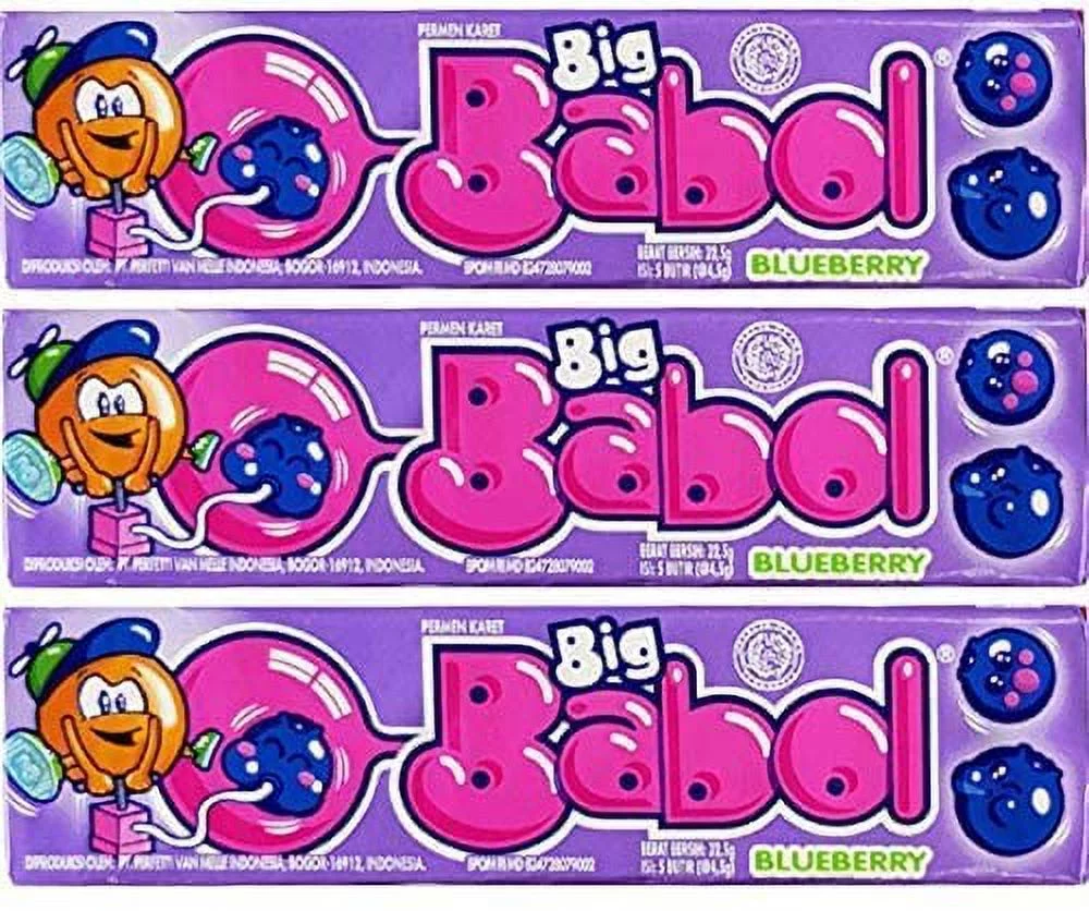 Big Babol Blueberry Gum (Pack of 3), 22.5g