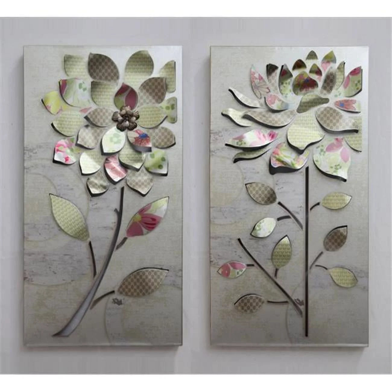 TWG Twin Oak Green Colored Dahlia Metal Floral Wall Art