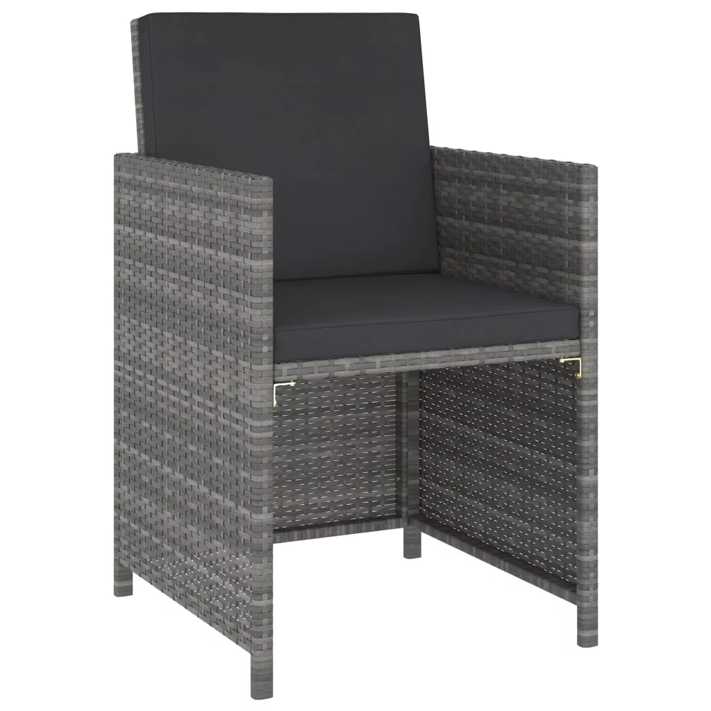 Anself 6 Piece Patio Dining Set Poly Rattan and Acacia Wood Gray