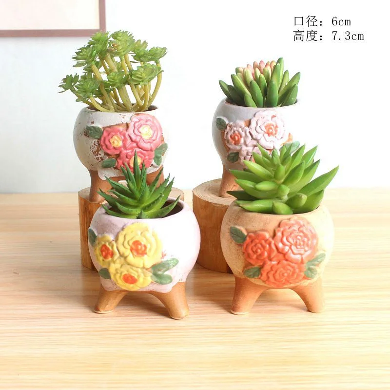 Hand-Painted Ceramic Succulent Planter - Small Succulent Plant Pot Thumb Pot