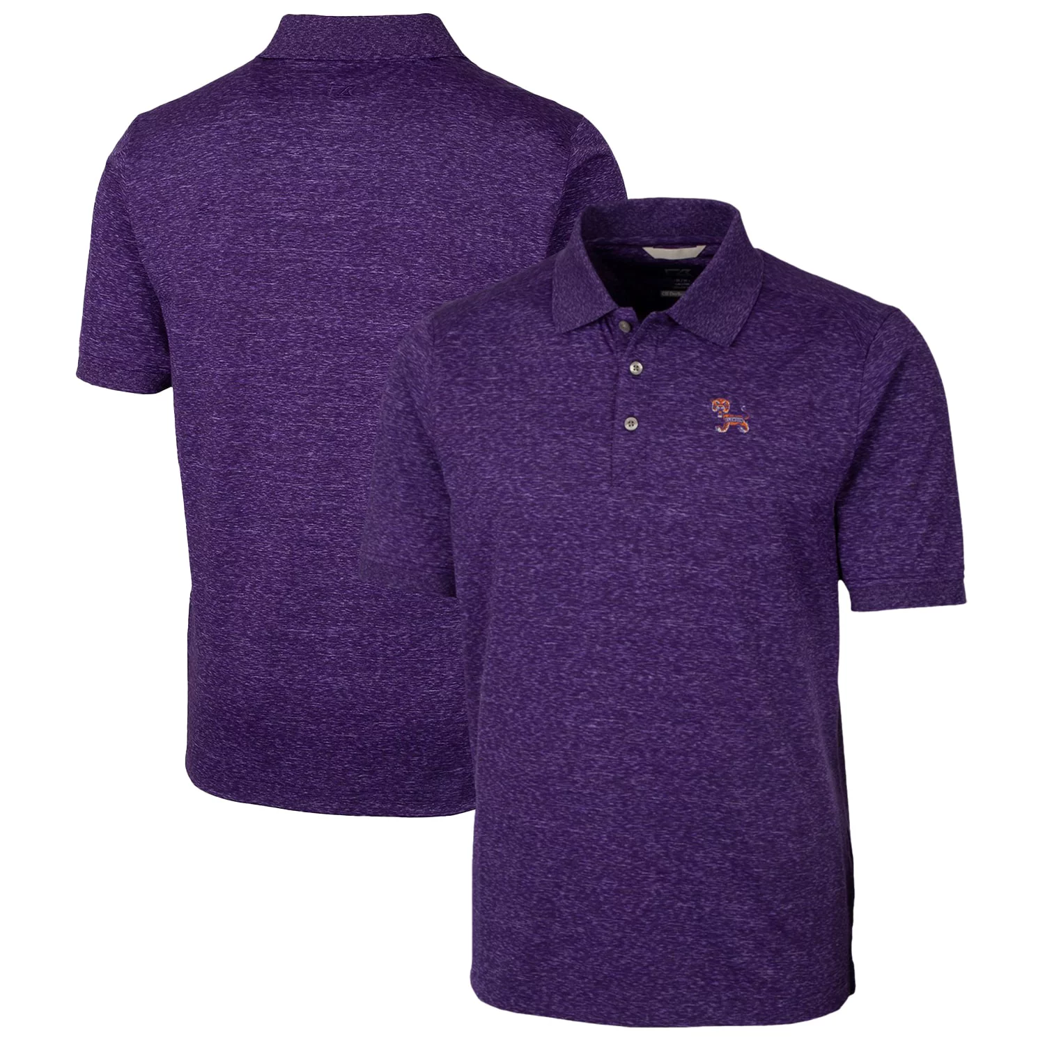 Men's Cutter & Buck Purple Clemson Tigers Advantage Space Dye Tri-Blend Polo