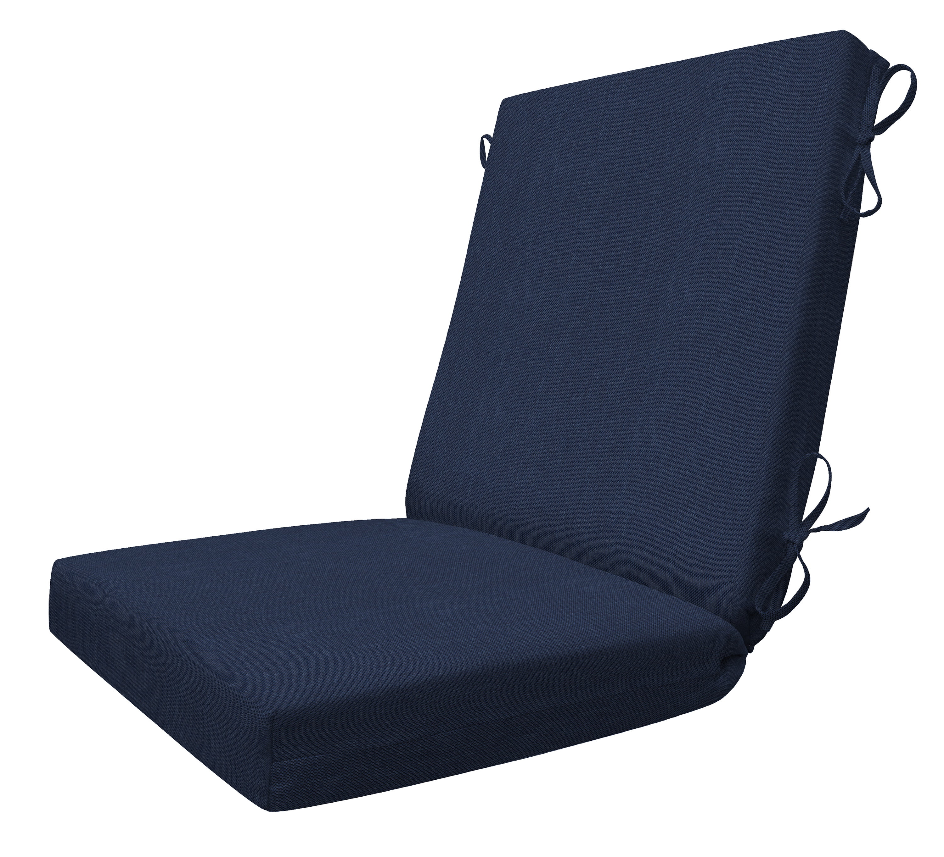 Textured Solid Indigo Blue Highback Dining Chair Cushion