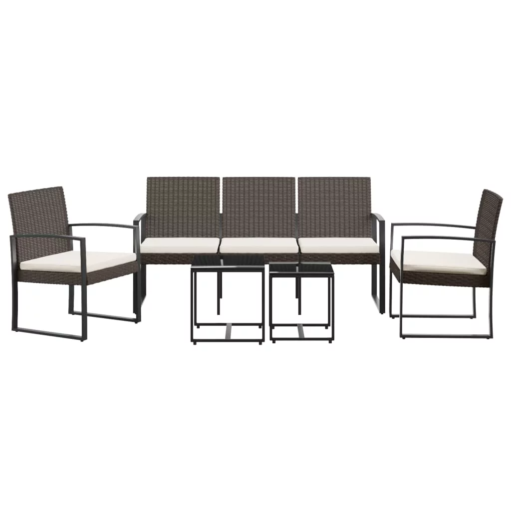 Suzicca 5 piece Patio Dining Set with Cushions Brown Rattan
