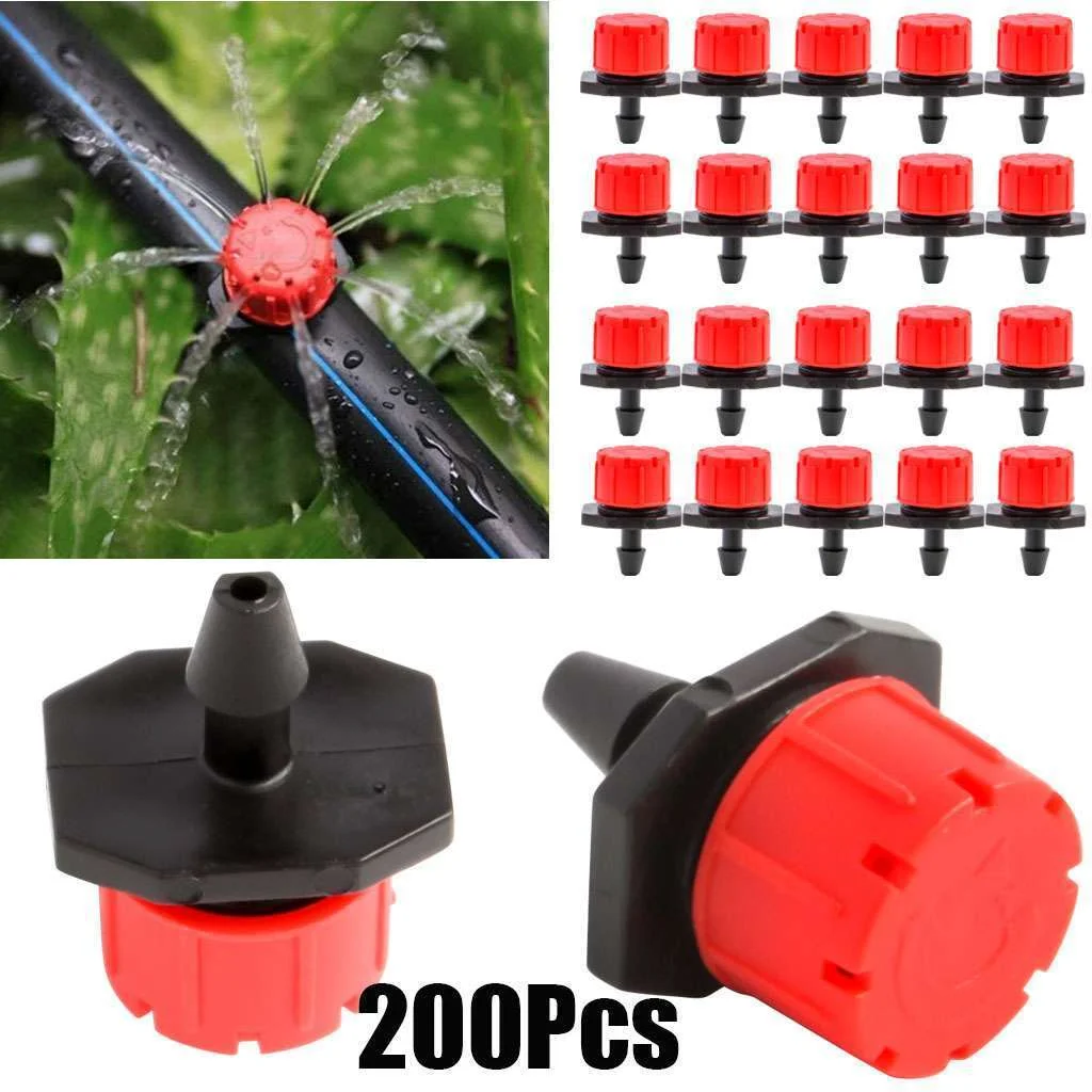 200PCS Garden Hose Irrigation Sprinklers Micro Drippers Emitter Drip Head Adjust