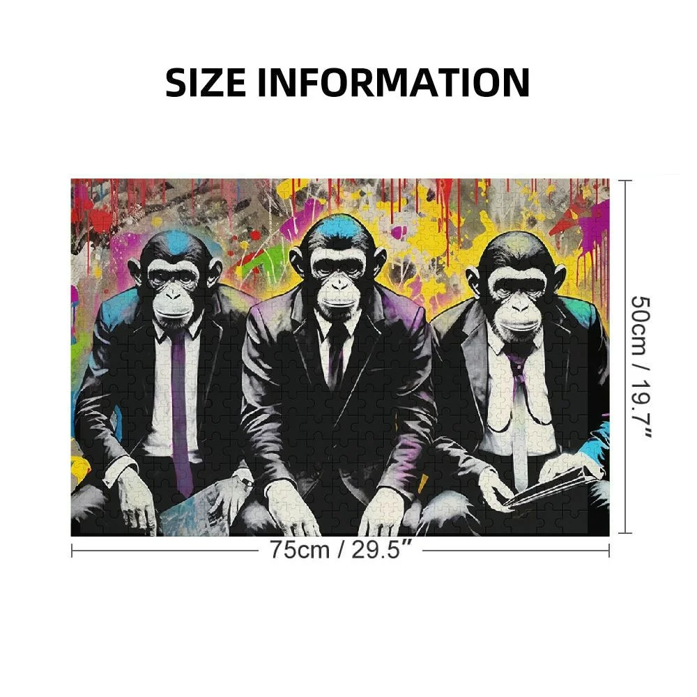 WYYP Monkeys, Graffiti, Punk Art Wooden Jigsaw Puzzle Leisure Game Toy Gift for Family Friends 1000 PCS