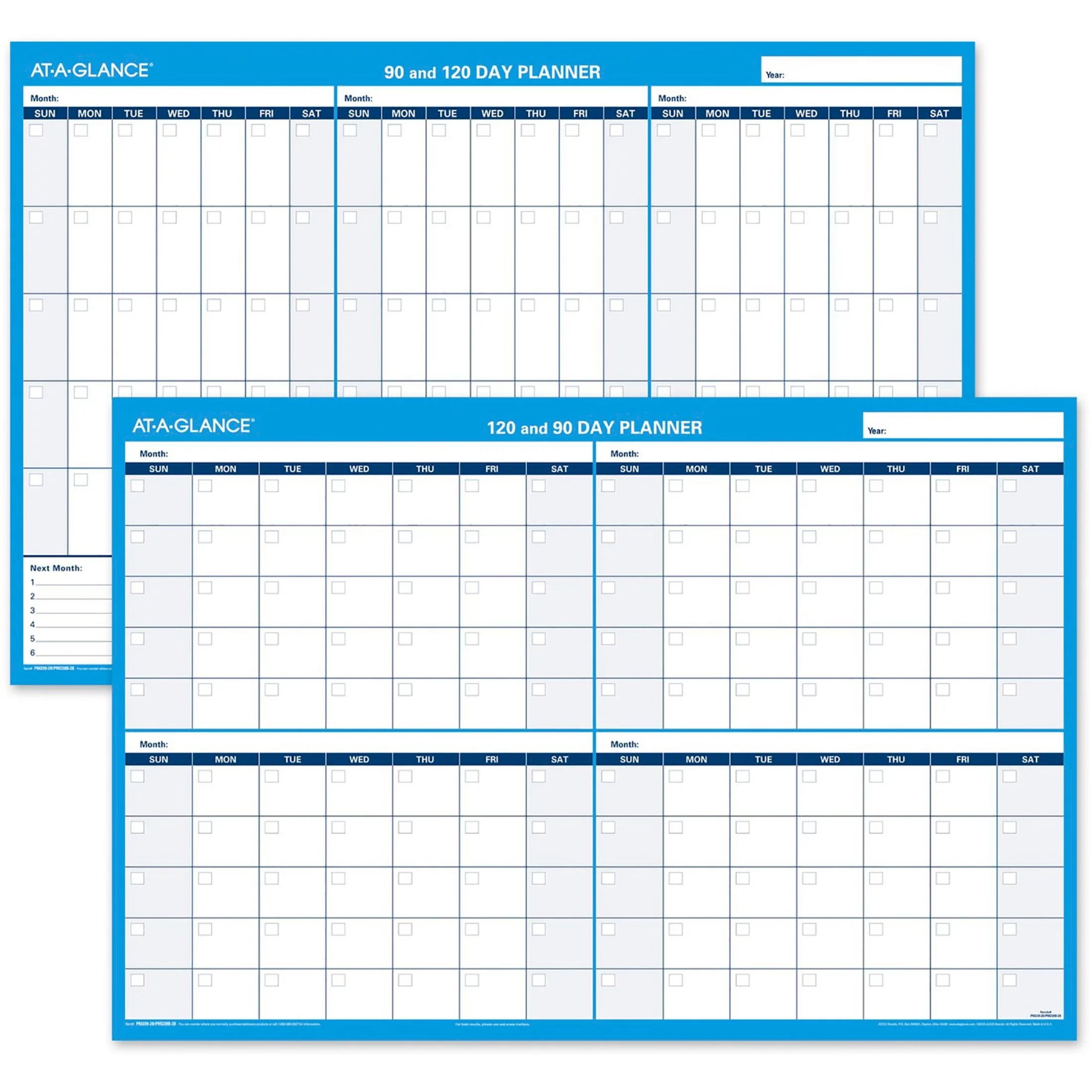 At-A-Glance, AAGPM23928, 90/120-Day Erasable Wall Planner, 1 Each, Blue