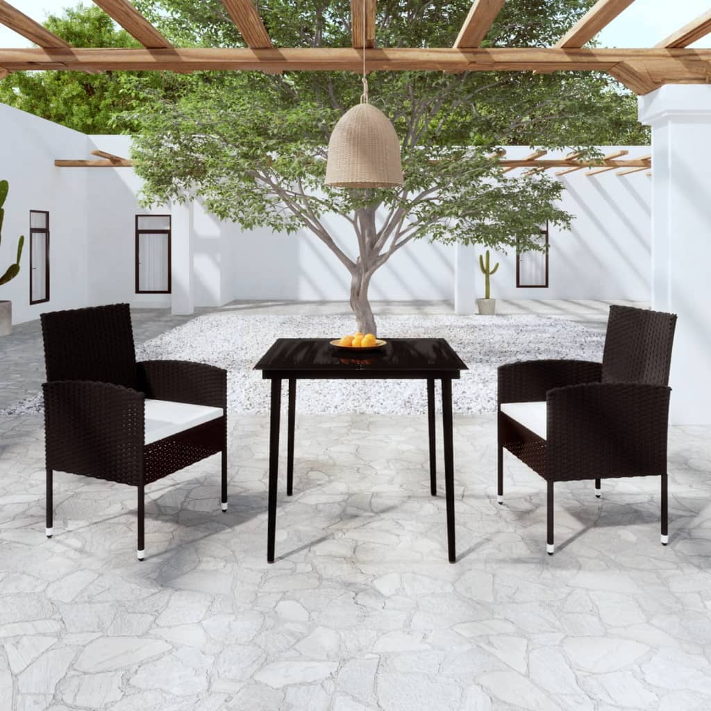Uteam Black Patio Dining Set 3 Piece