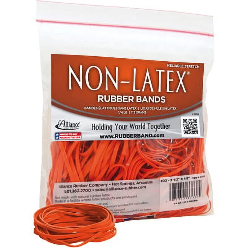 Alliance-2PK Alliance Rubber 37338 Non-Latex Rubber Bands - Size #33 - 1/4 Lb. Poly Bag Contains Approx. 180 Band
