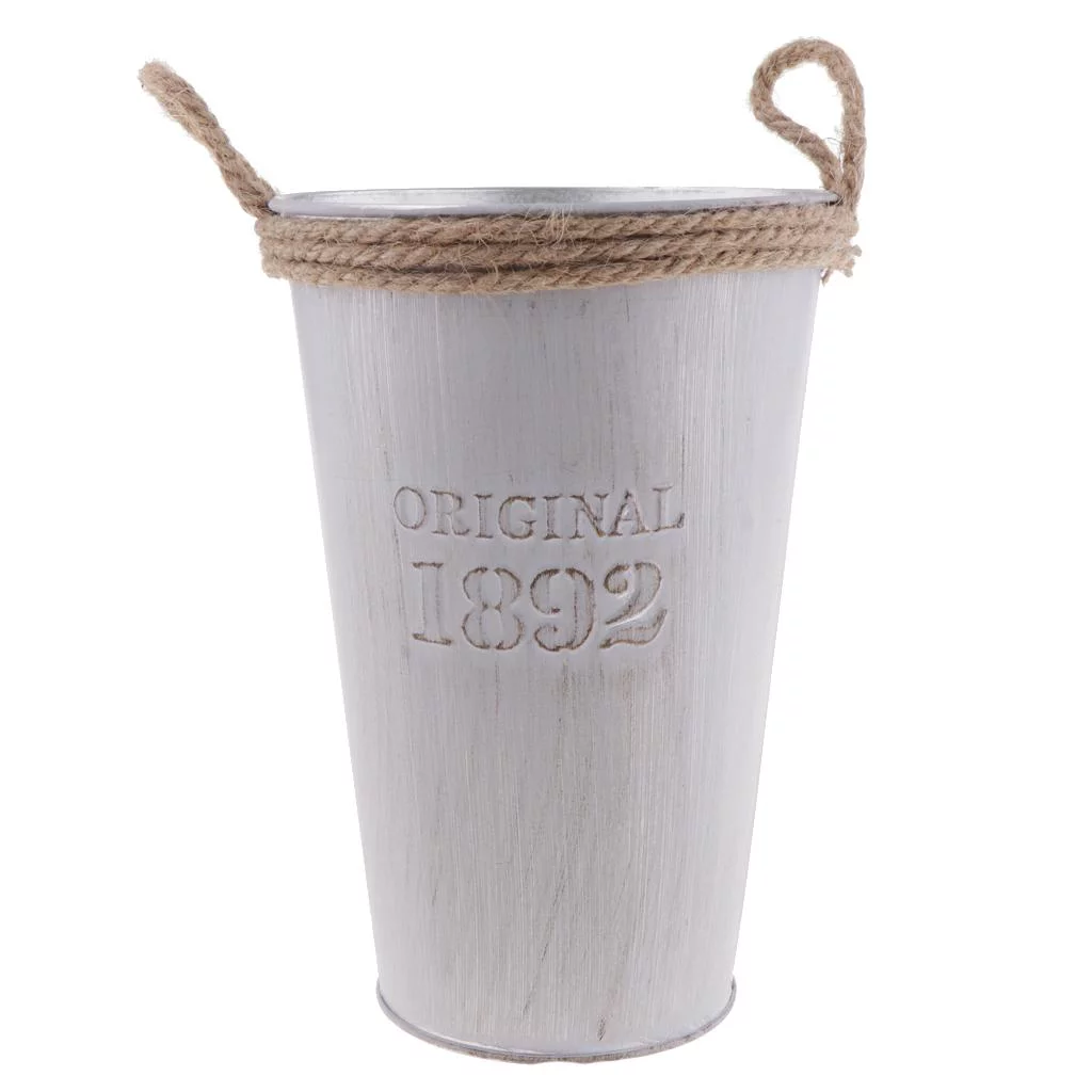 Galvanised Metal Tin Watering Can Container Planter Barrel Basket Garden Decor XL