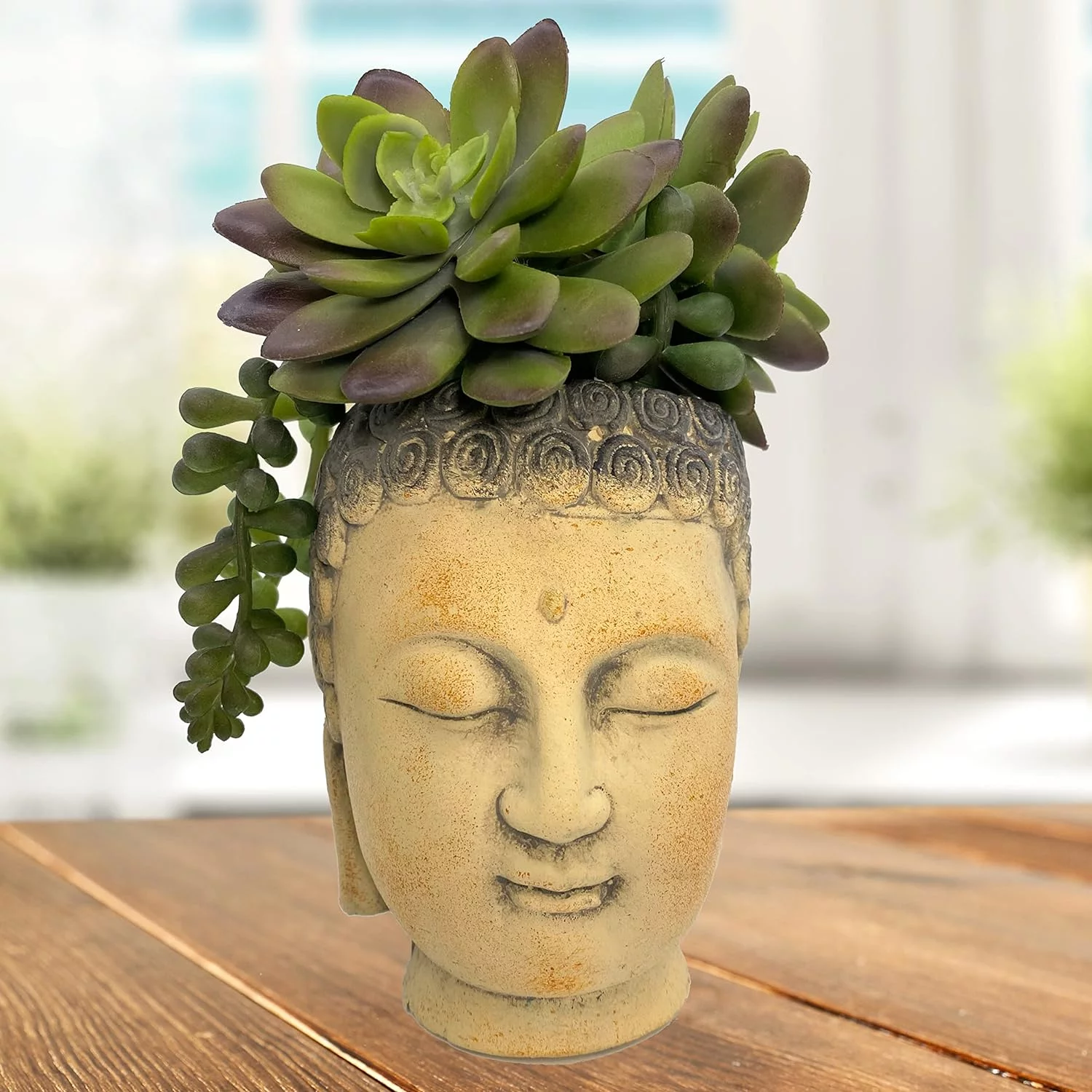 Buddha Head Cement Planter for Plants Flowers Succulents 4