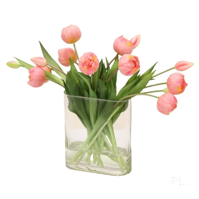 Disttive Designs 17310 Unisex Pink Tulip Bundle in Rectangle Glass