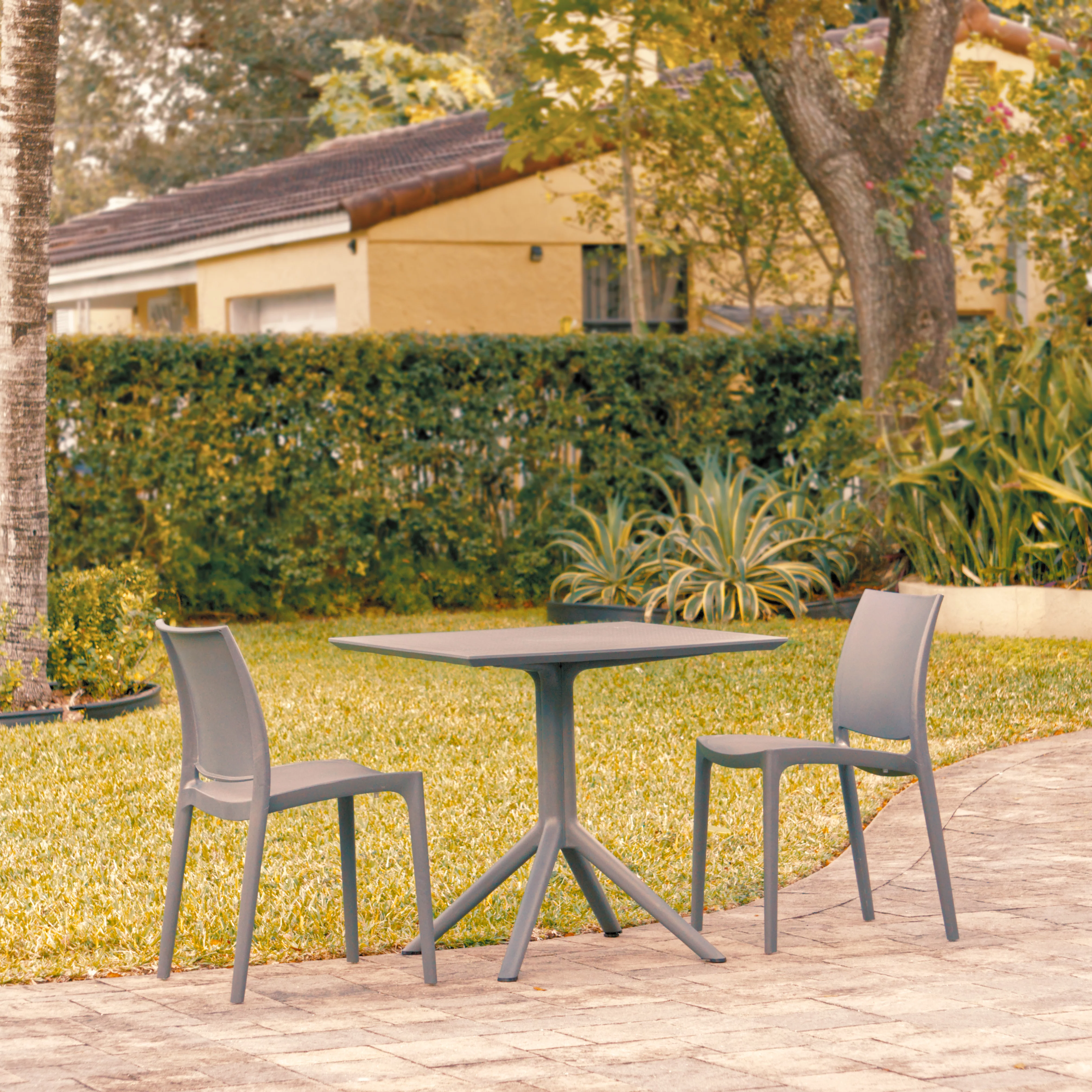 Siesta  Maya Patio Dining Set with 2 Chairs  Dark Grey
