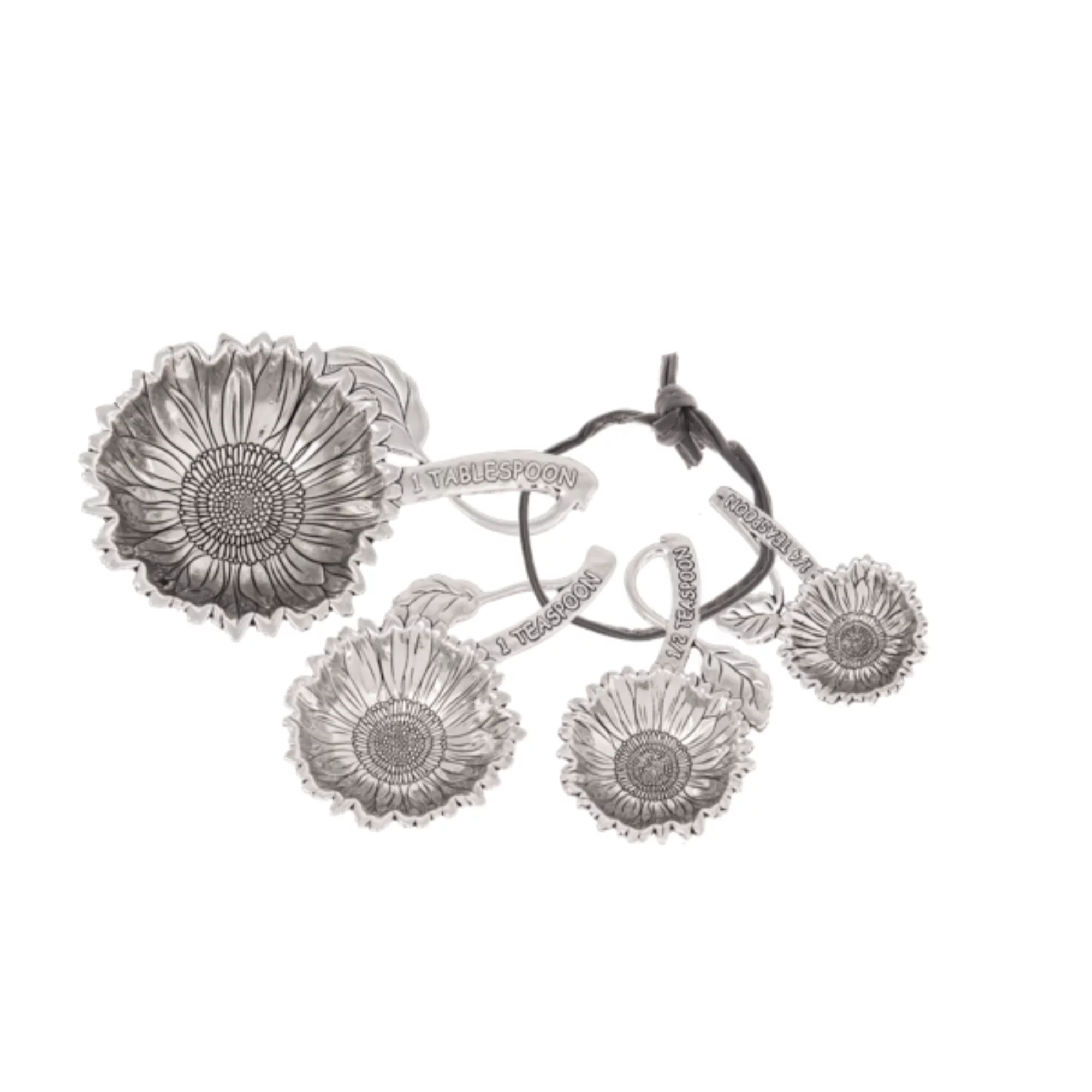 Ganz Kitchen Metal Stackable Measuring Spoons, Tablespoon/Teaspoon Set, Sunflower Design, 4 Pack