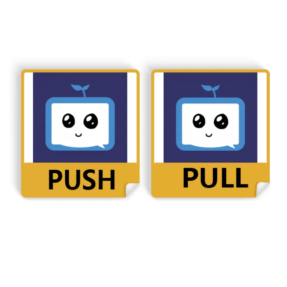 Saplings Sle Small TV Face Original Push Pull Door Sign Vinyl Stickers Shop