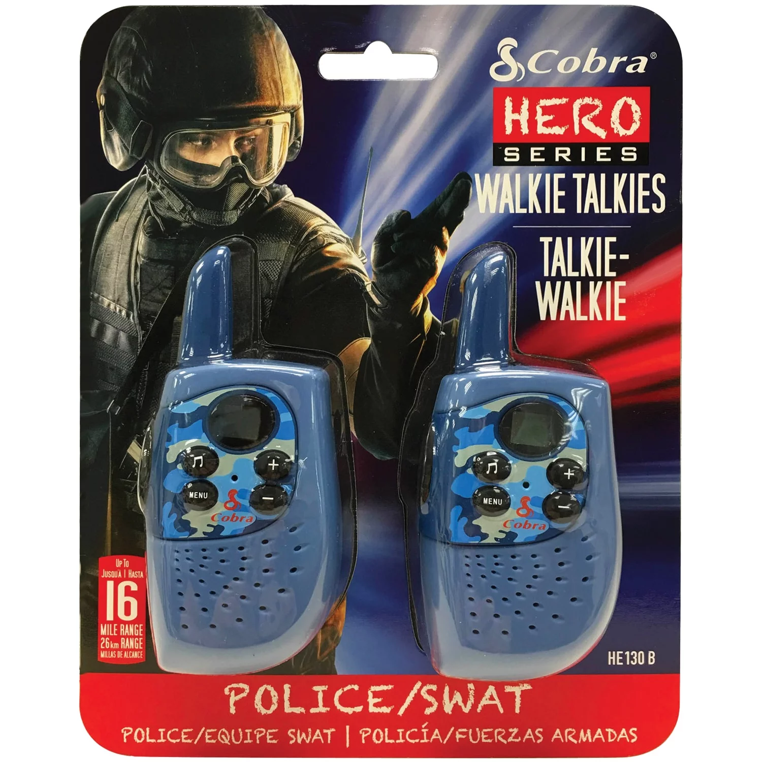Cobra HE130B 16-Mile 2-Way Radios/Walkie Talkies (Blue/Camo)
