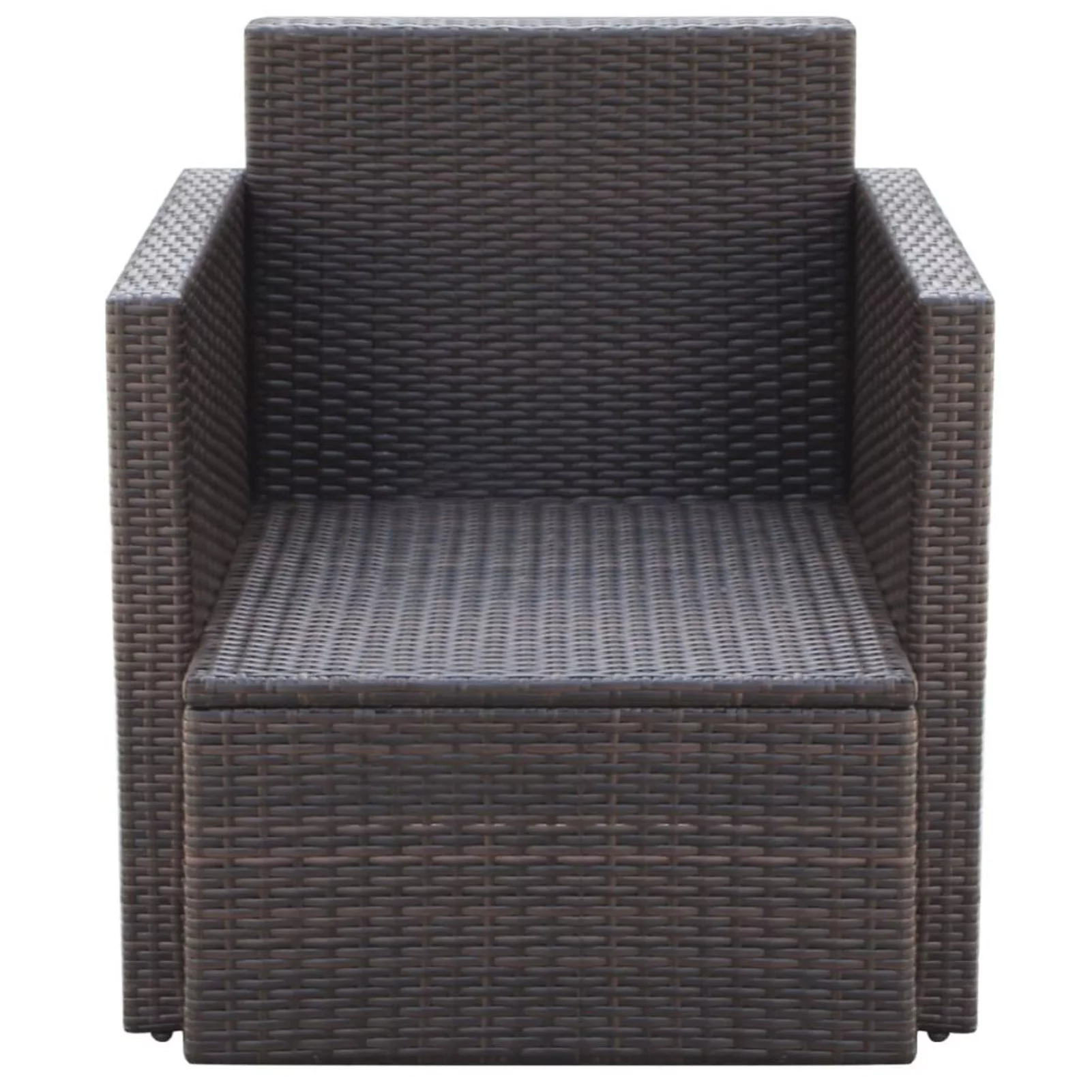 Tomshoo Patio Chair with Cushions and Pillows Poly Rattan Brown