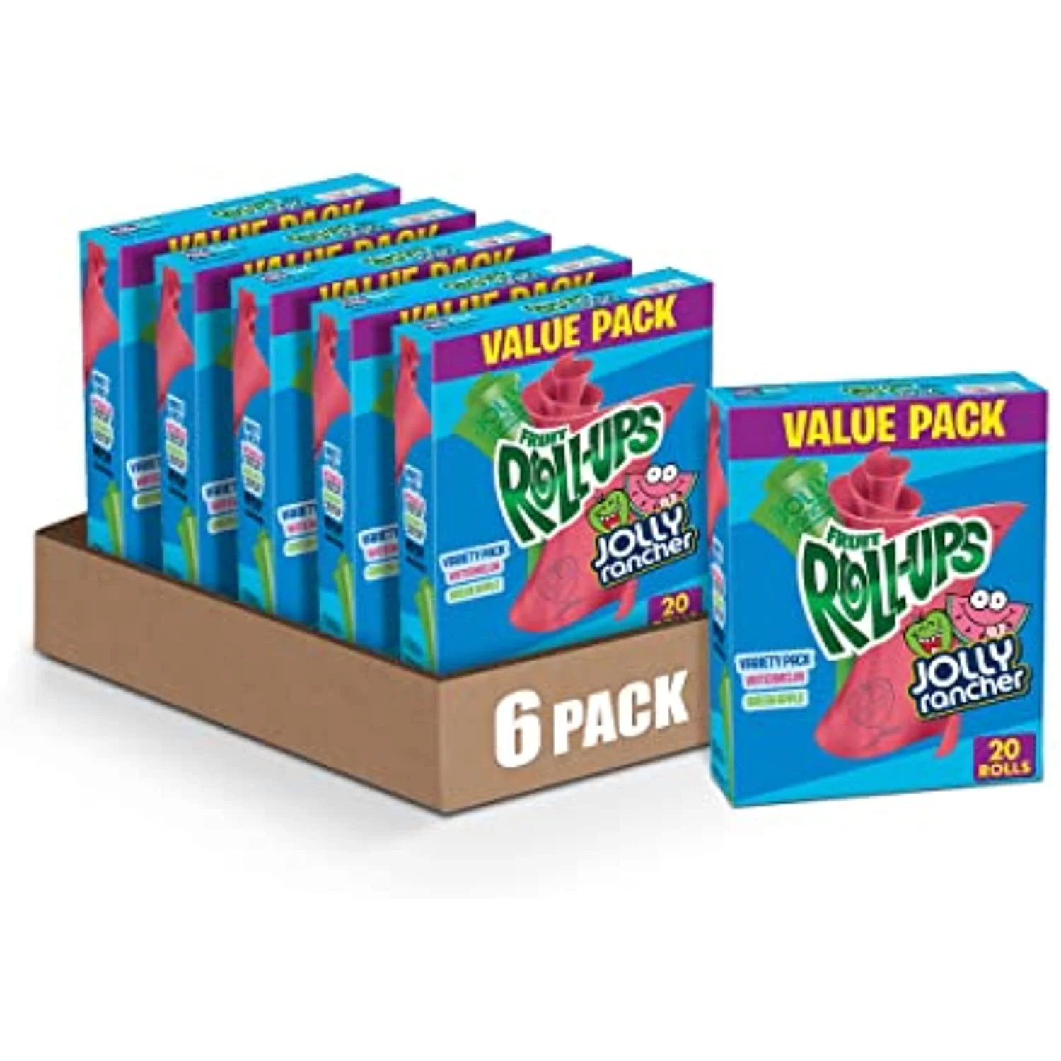 Betty Crocker Fruit Snacks, Jolly Rancher Fruit Roll-Ups, 10 Oz, 20 Ct (Pack Of 6)