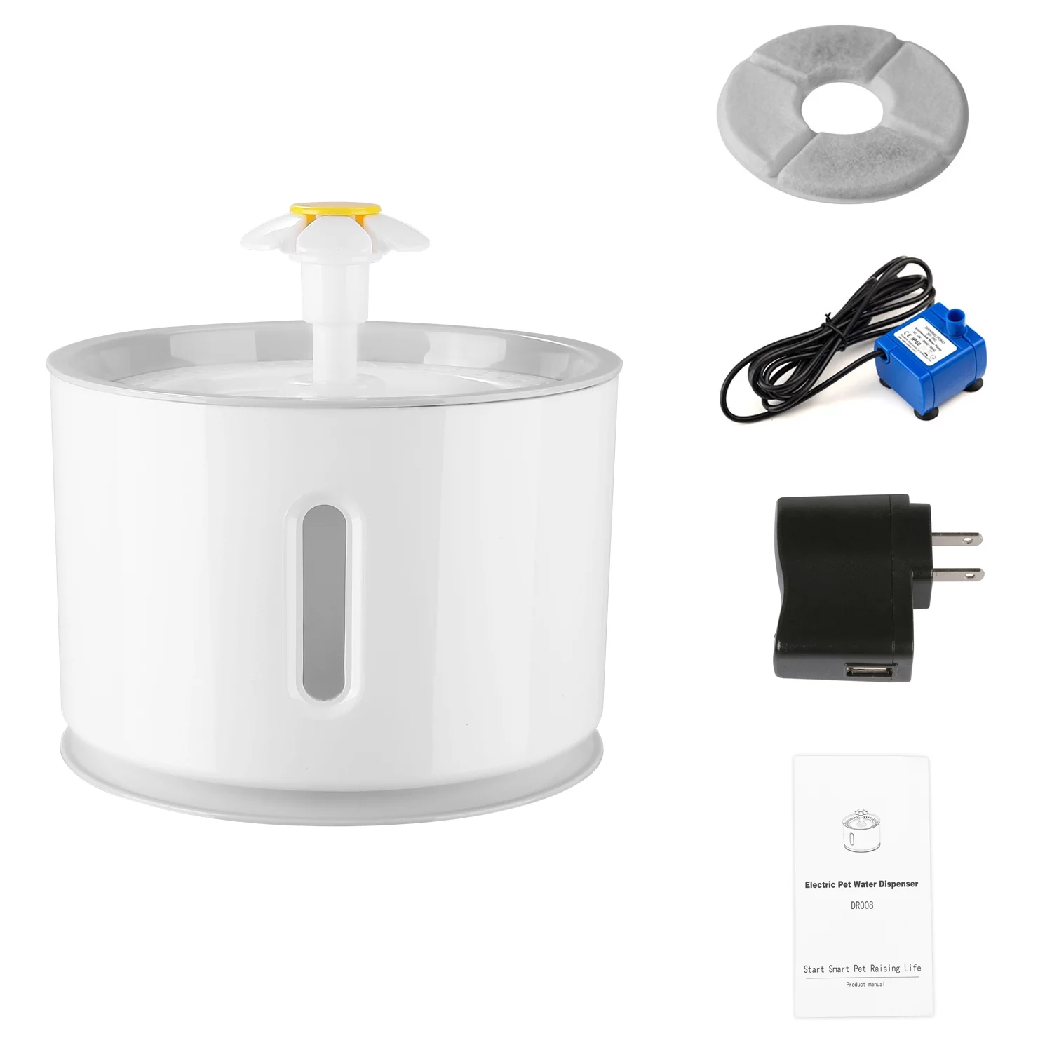 iMounTEK 2.4L Automatic Dog Cat Water Fountain Electric LED Pet Waterer