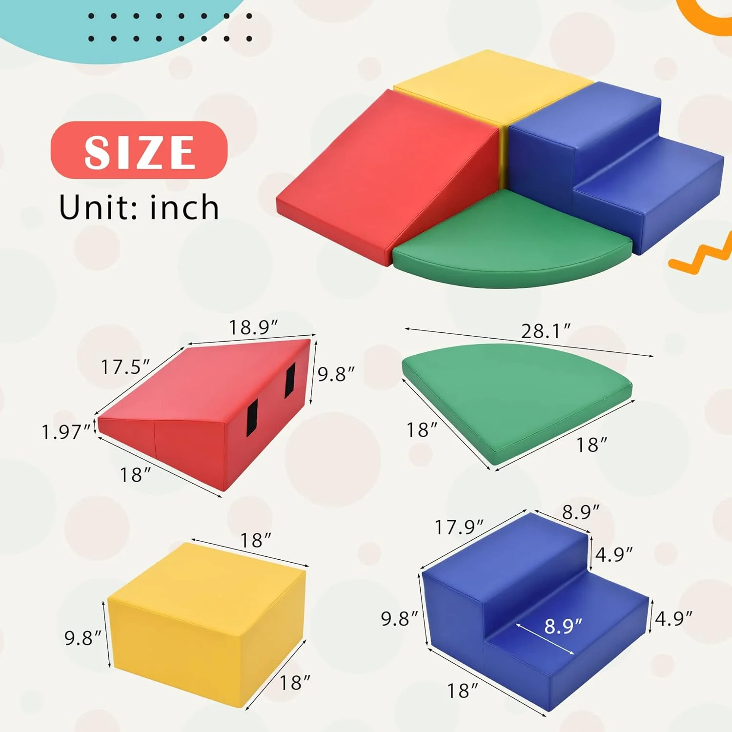 Soft Climb and Crawl Foam Playset, 4 Pieces Safe Soft Foam Nugget Block,Soft Climbing Indoor Set for Preschools, Toddlers, Kids Crawling and Climbing Indoor Active Play Structure