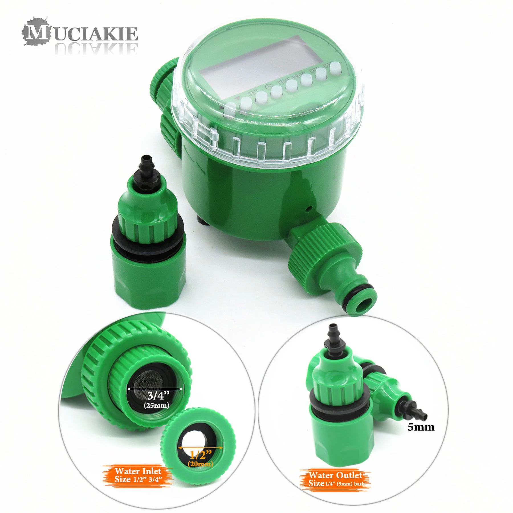 MUCIAKIE Garden Water Timer with 1/2/4-Way Hose Splitter Automatic Watering Irrigation Controller Adapter 4/7 8/11 16mm Hose