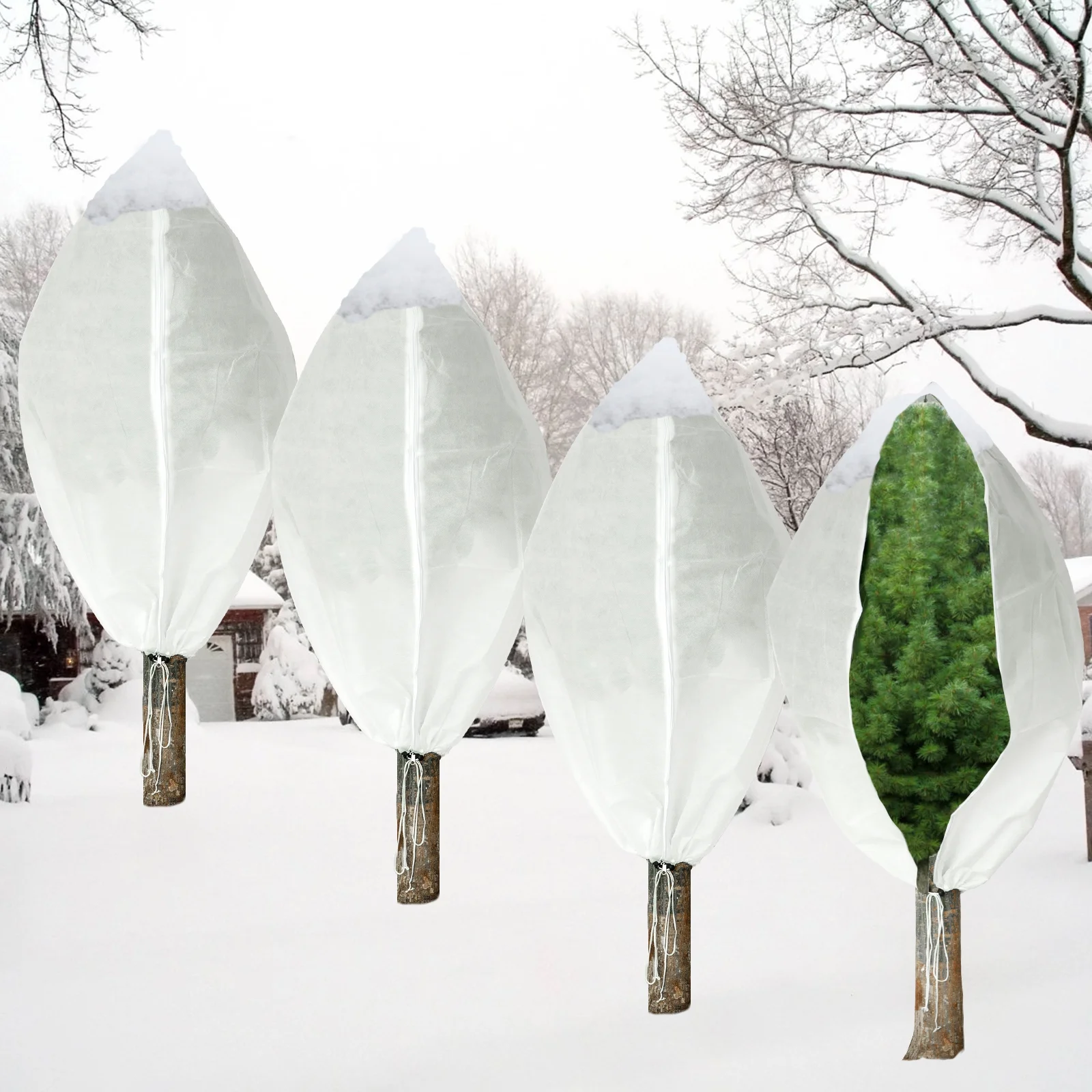 Hengu Plant Covers Freeze Protection with Zipper Drawstring, 47