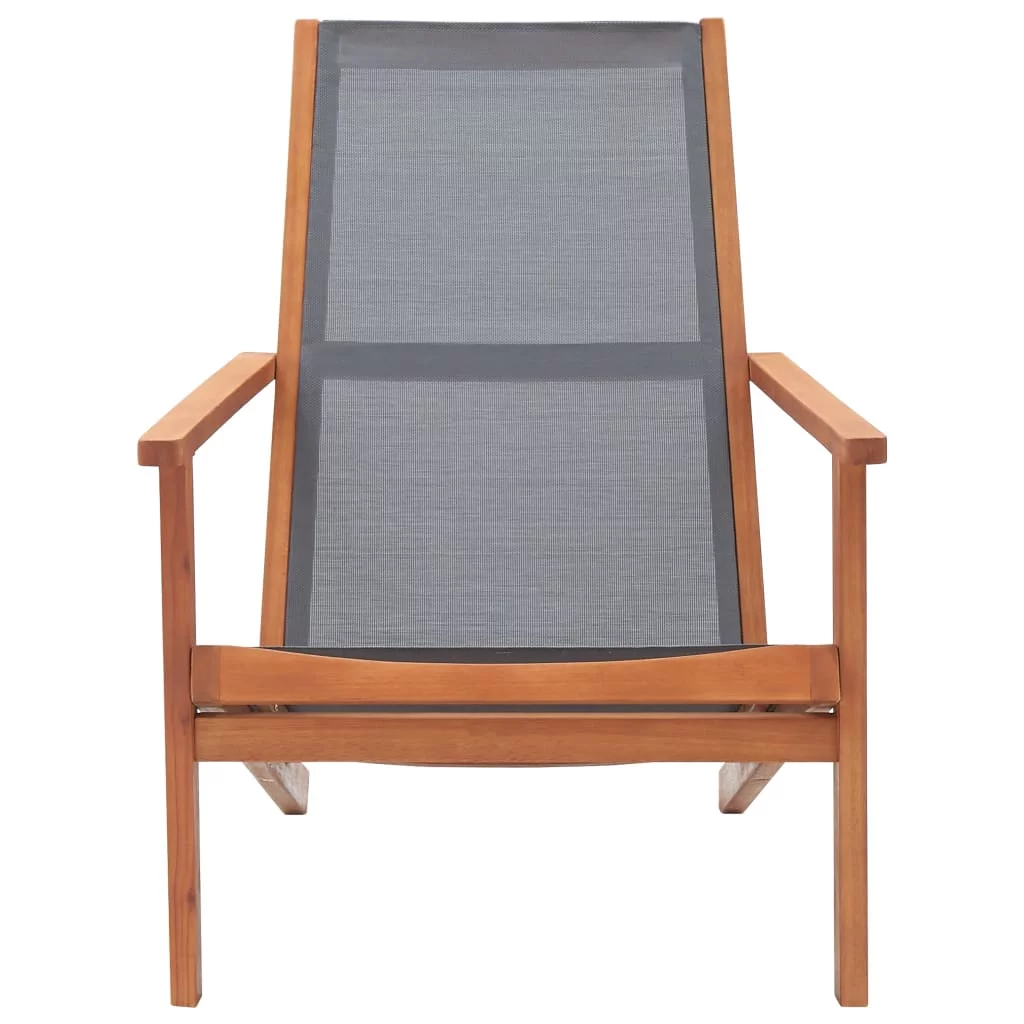 moobody Patio Chair Gray Solid Wood Eucalyptus and Textilene