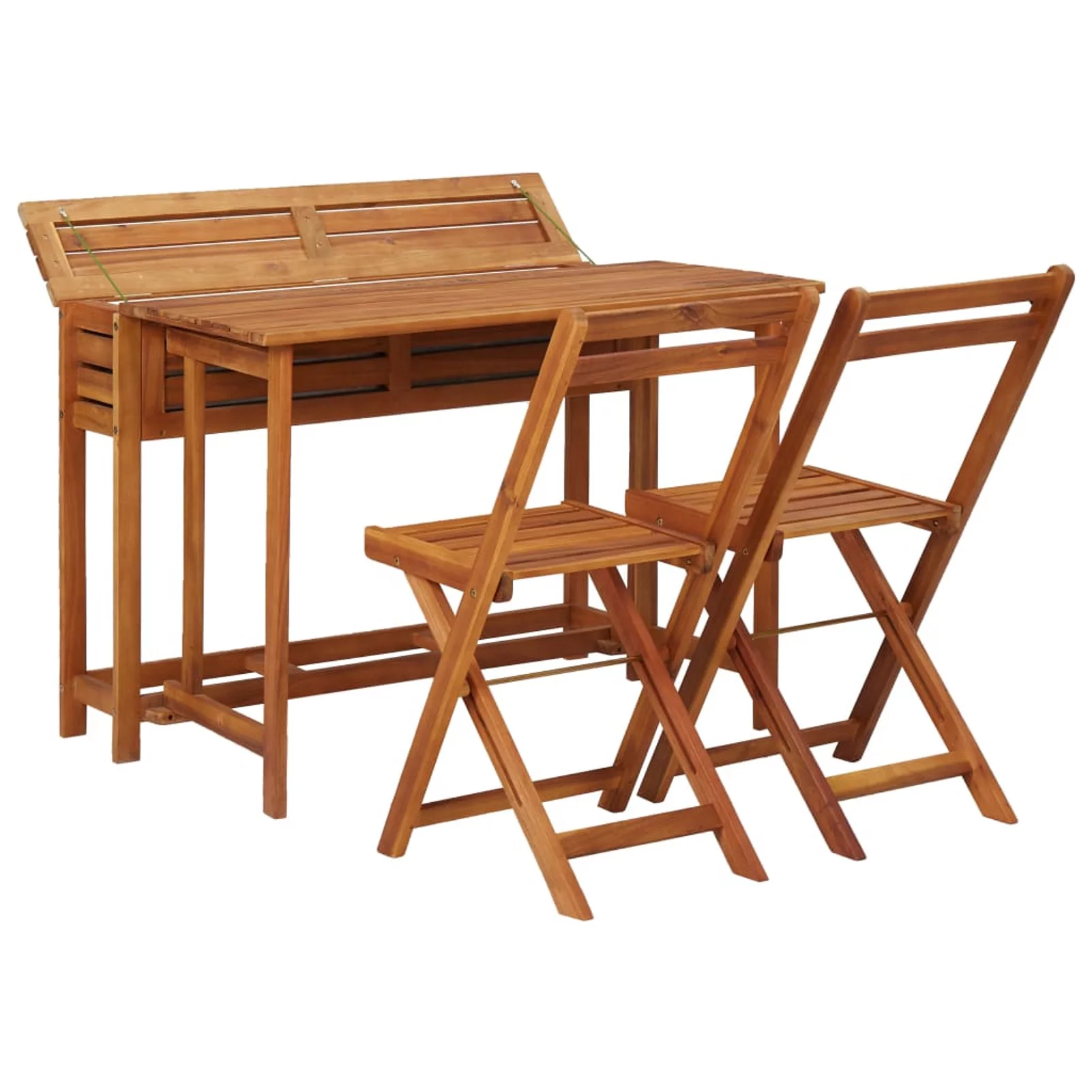 Andoer Balcony Planter Table with 2 Bistro Chairs Solid Acacia Wood