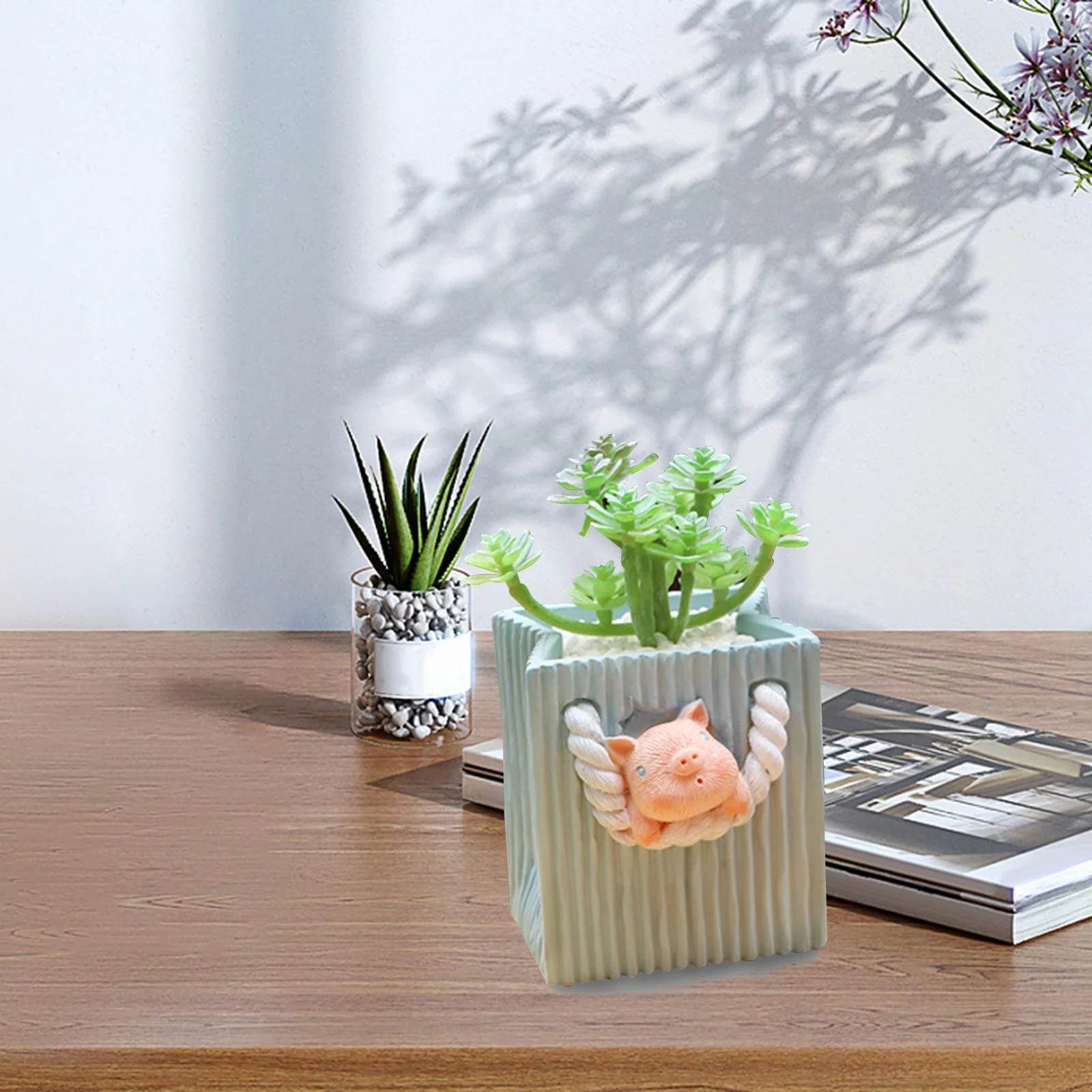 Resin Planter Pot Home Decor Ornament Decoration Crafts Statue Storage Clay