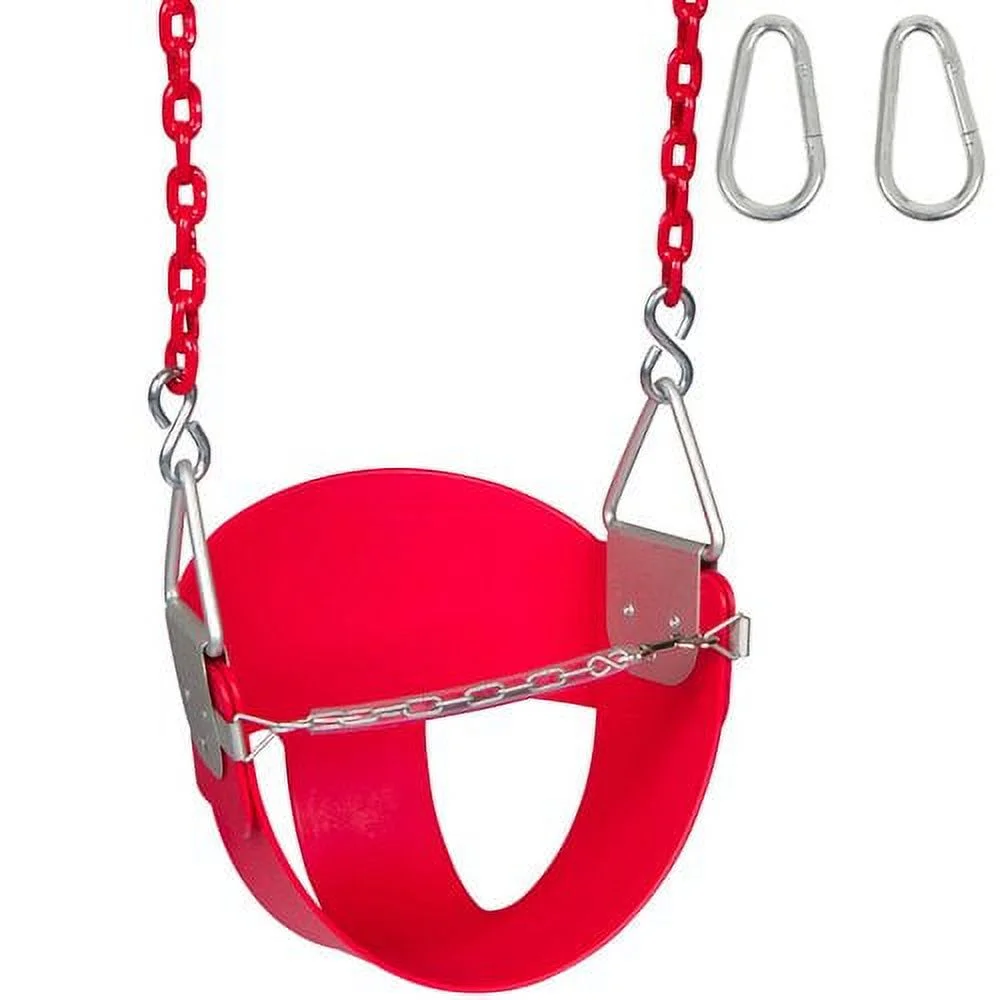 Swing Set Stuff Inc. Highback Half Bucket with 5.5 Ft. Coated Chains (Yellow)